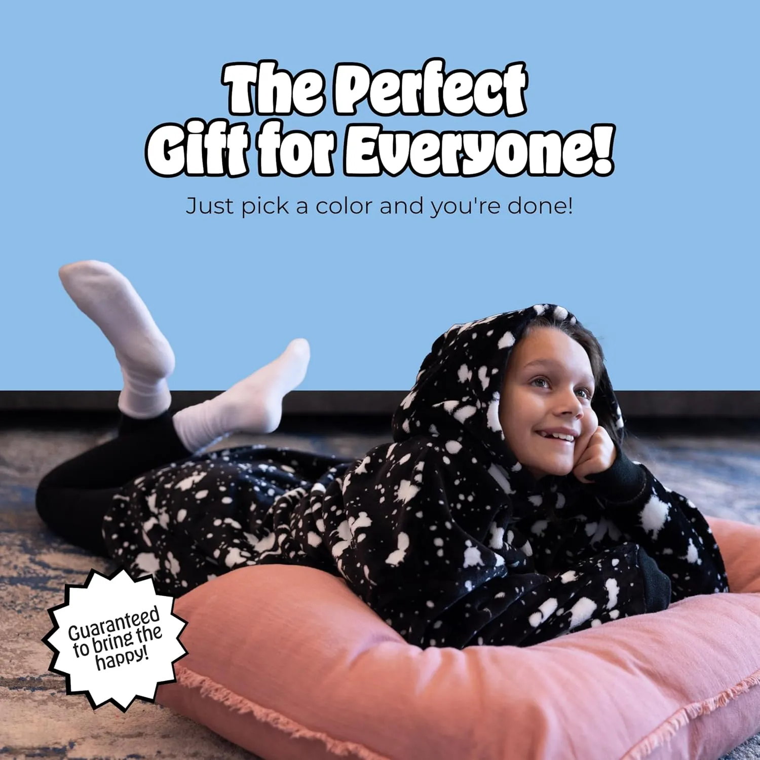 THE COMFY Dream Jr | Lightweight Microfiber Fleece Wearable Blanket for Kids, With Hood and Oversized Pocket from Shark Tank, Warm and Cozy Gifts for Children