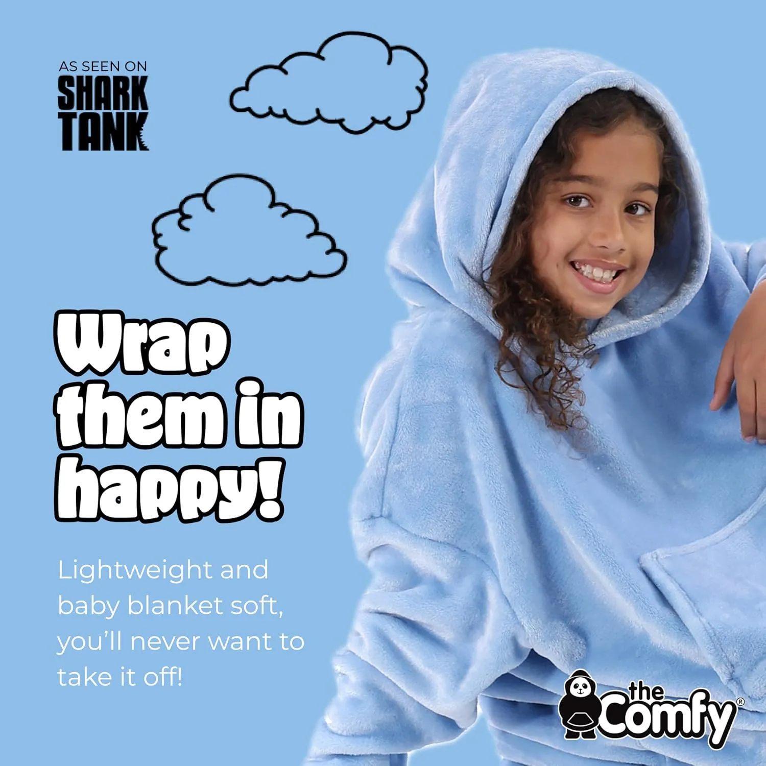 THE COMFY Dream Jr | Lightweight Microfiber Fleece Wearable Blanket for Kids, With Hood and Oversized Pocket from Shark Tank, Warm and Cozy Gifts for Children