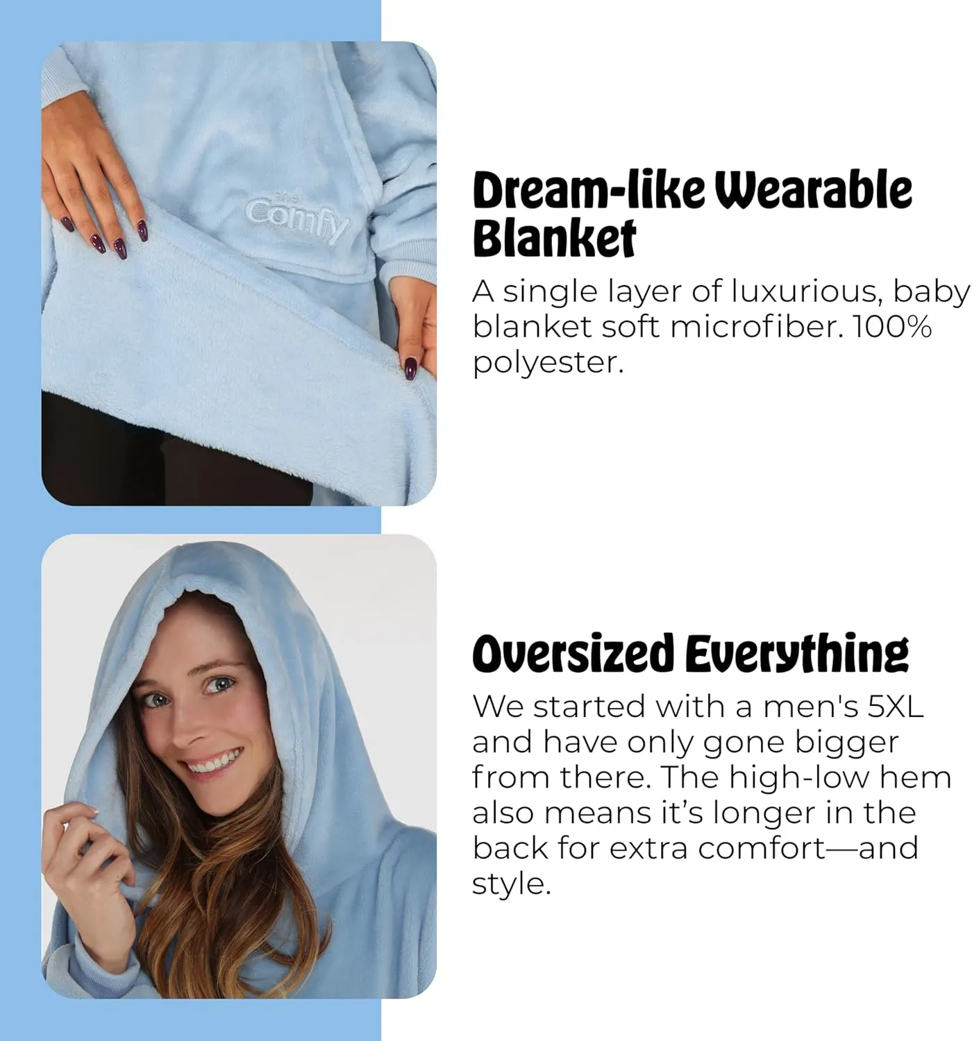 THE COMFY Dream | Lightweight Microfiber Fleece Wearable Blanket, Oversized Design with Hood from Shark Tank, Soft Oversized Pocket Blanket, Warm and Cozy Gifts