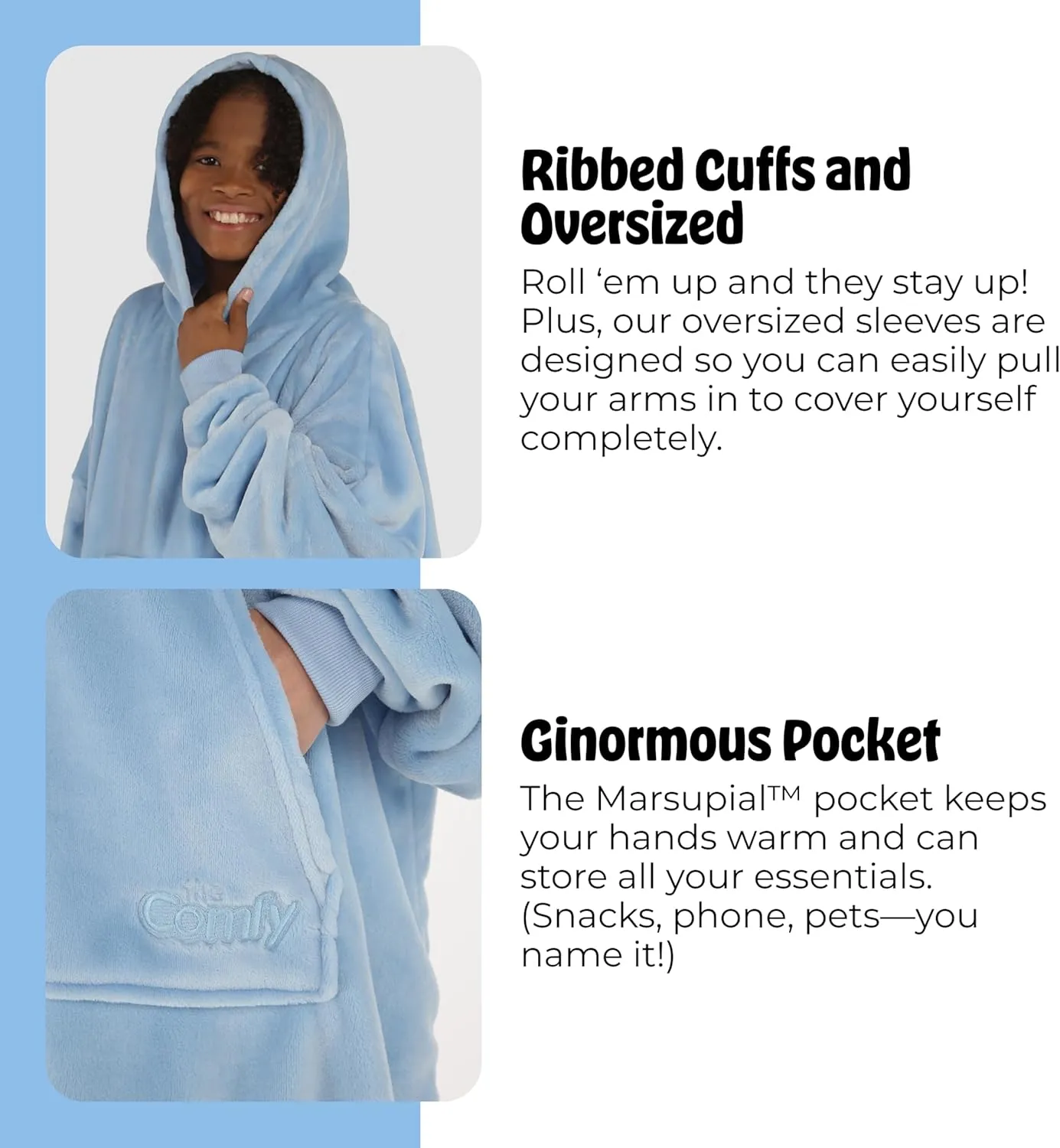 THE COMFY Dream | Lightweight Microfiber Fleece Wearable Blanket, Oversized Design with Hood from Shark Tank, Soft Oversized Pocket Blanket, Warm and Cozy Gifts