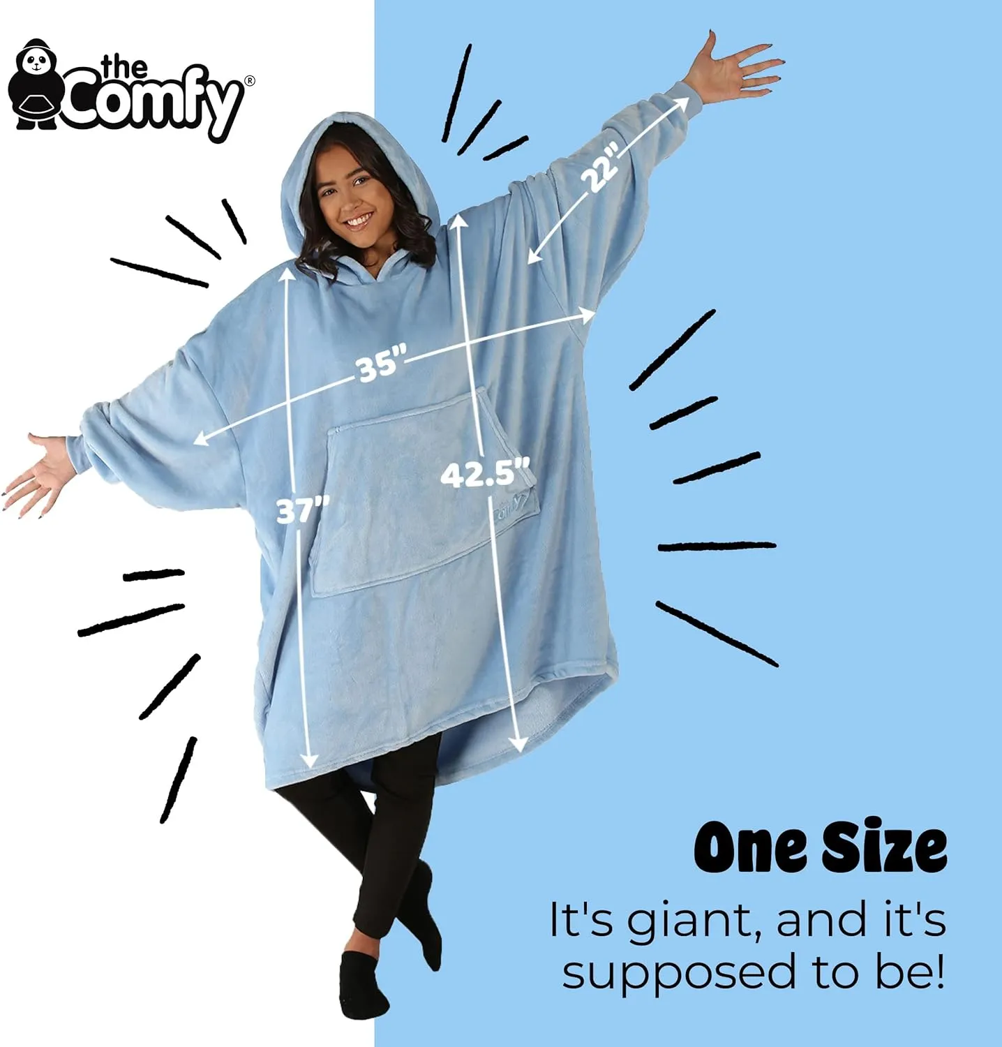 THE COMFY Dream | Lightweight Microfiber Fleece Wearable Blanket, Oversized Design with Hood from Shark Tank, Soft Oversized Pocket Blanket, Warm and Cozy Gifts