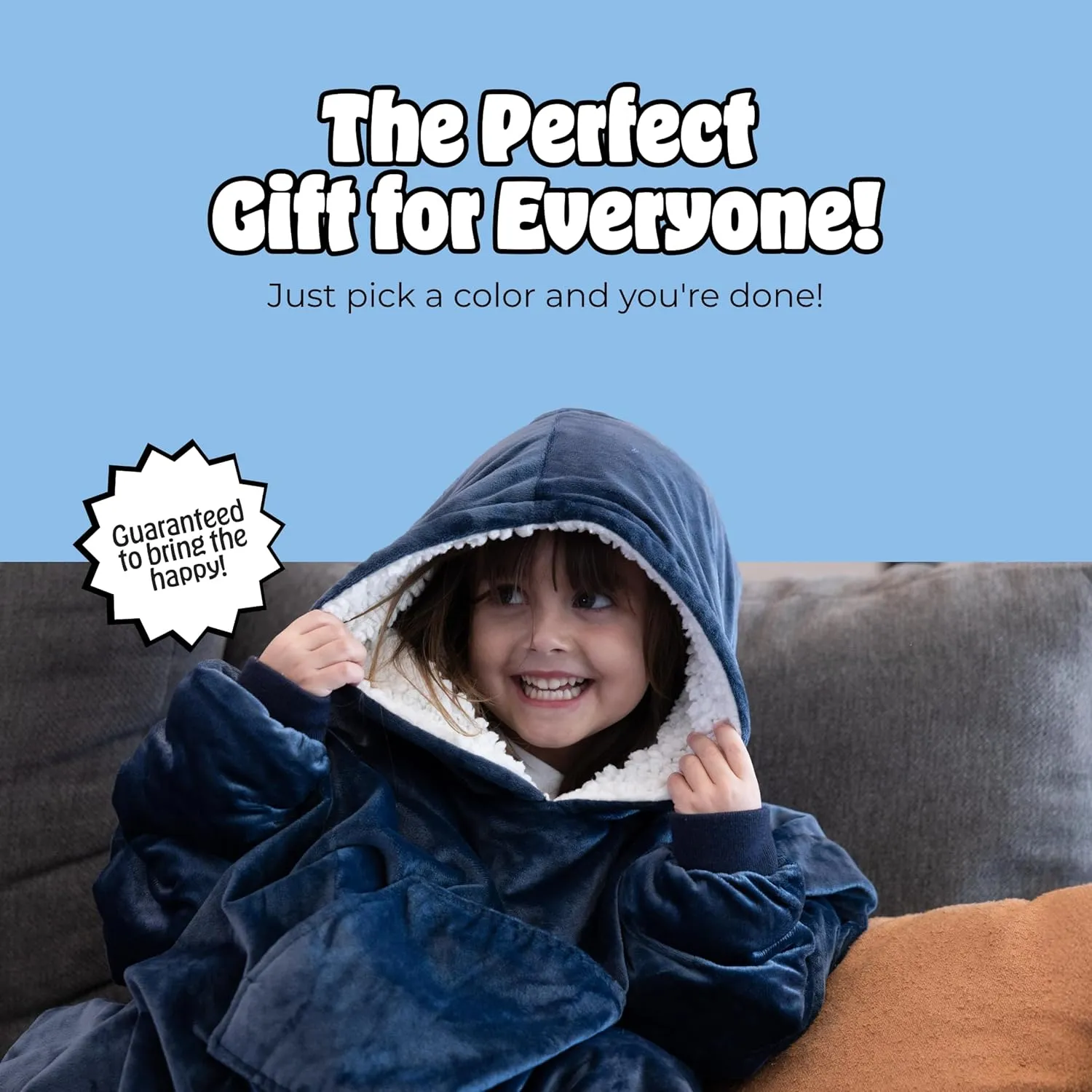 THE COMFY Original Jr | Oversized Sherpa Fleece Wearable Blanket for Kids with Hood & Pocket | Seen on Shark Tank