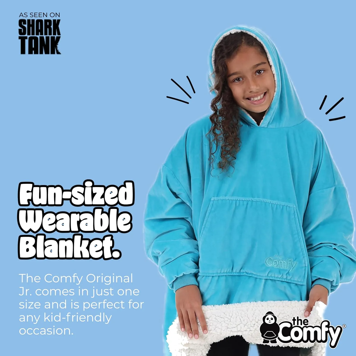 THE COMFY Original Jr | Oversized Sherpa Fleece Wearable Blanket for Kids with Hood & Pocket | Seen on Shark Tank