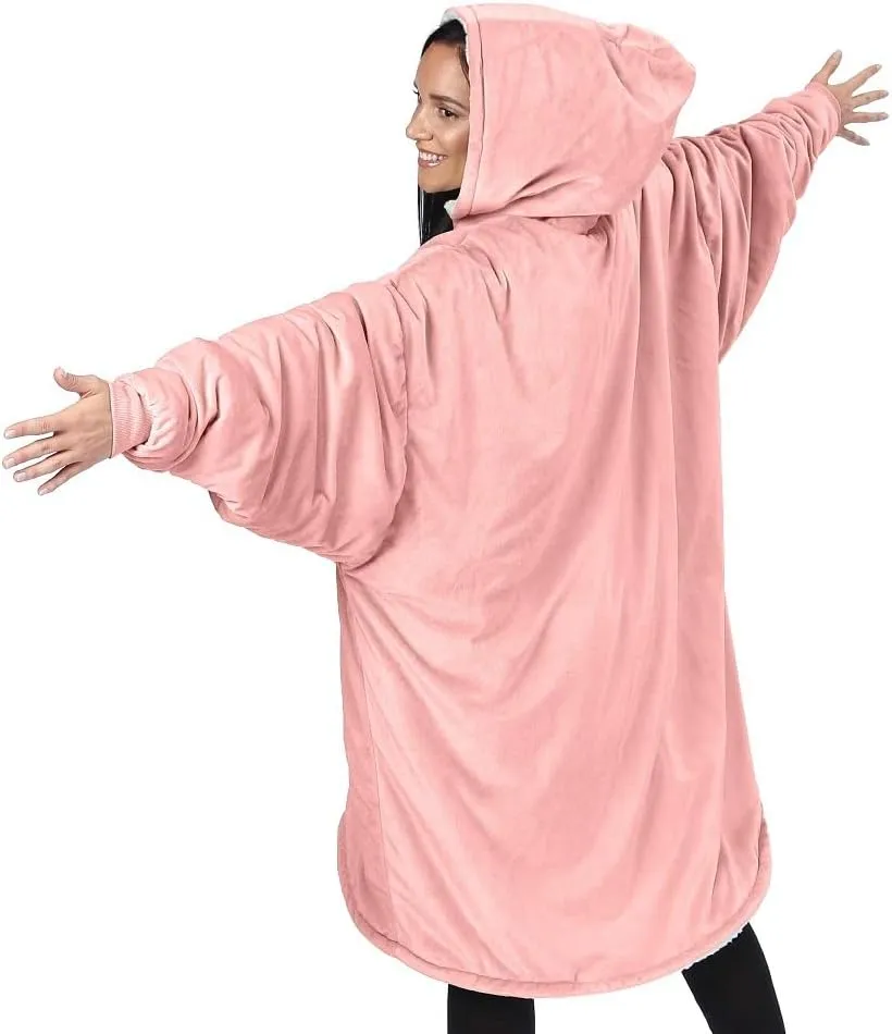 THE COMFY Original | Sherpa Lined Microfiber Fleece Wearable Blanket, Oversized Design with Hood and Pocket from Shark Tank