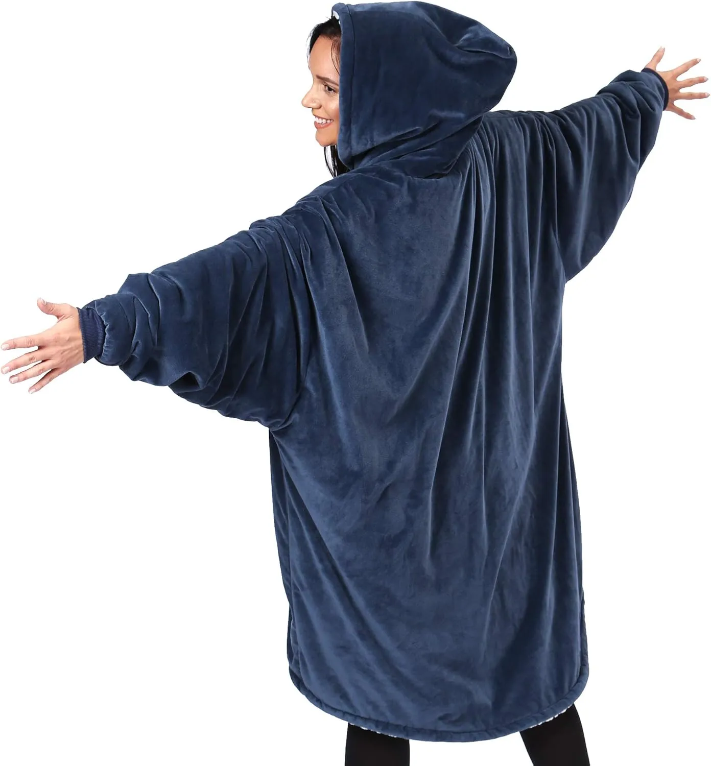 THE COMFY Original | Sherpa Lined Microfiber Fleece Wearable Blanket, Oversized Design with Hood and Pocket from Shark Tank