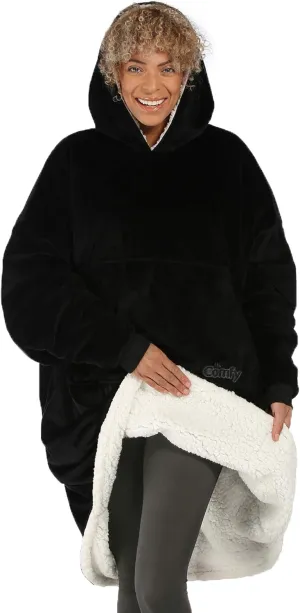 THE COMFY Original | Sherpa Lined Microfiber Fleece Wearable Blanket, Oversized Design with Hood and Pocket from Shark Tank