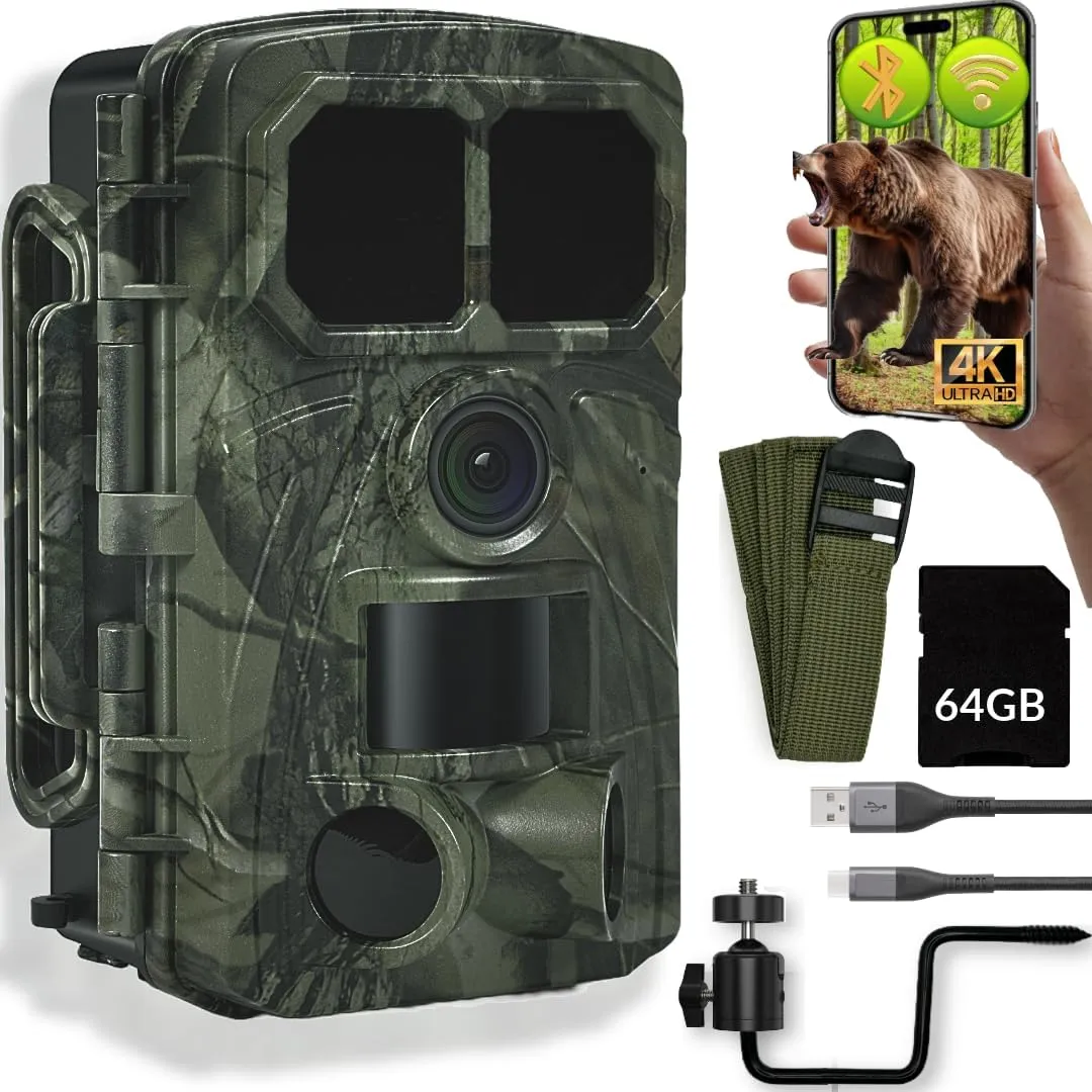 The Men's Authority M. A. C. Tactics® 4K Trail Camera Equipped 48MP Resolution,Game Camera with Night Vision Perfect for Wildlife, Home Security & Hunting (Green Camouflage)