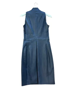 THE ROW faux leather navy dress