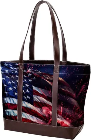 The Tote Bag For Women,Tote Bag With Zipper,Canvas Tote Bag,American Flag Celebration Handbags