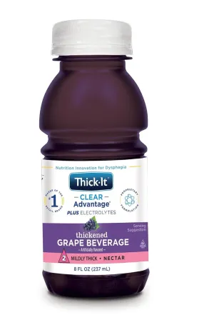 Thick-It Clear Advantage Mildy Thick Grape Drink Plus Electrolytes, Nectar Consistency, Swallowing Aid, Hydration on the Go, Convenient & Ready-to-Use, No Mixing Needed, 8 oz Bottle (24 Pack)