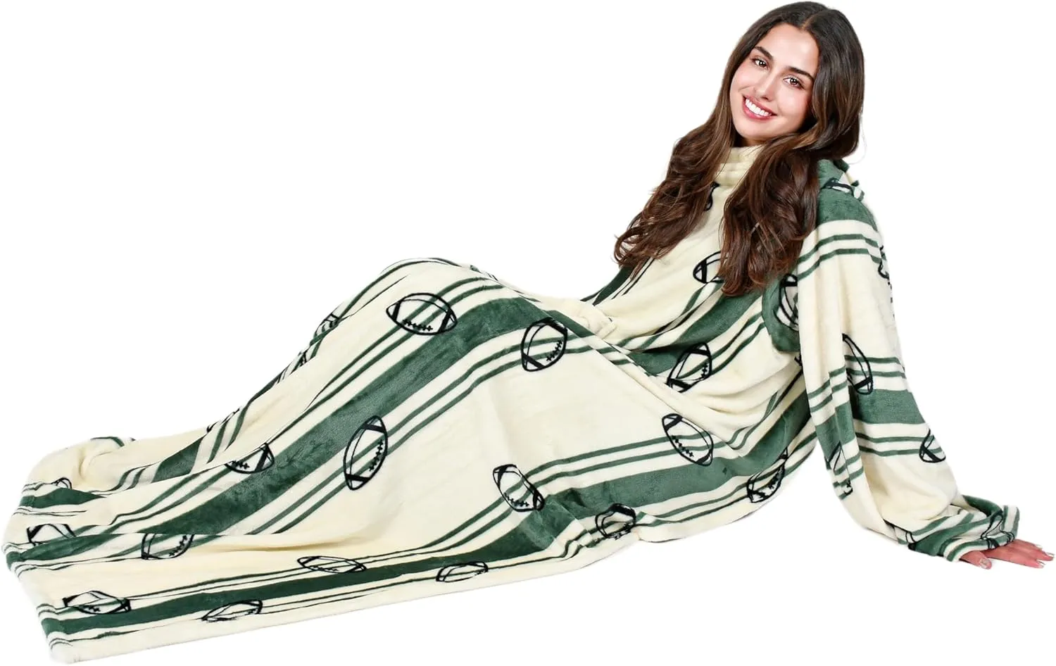 Tirrinia Fleece Wearable Blanket With Sleeves, Full Body Throw Reading Wrap TV Blankets, Bed Sofa and Couch, snuggle Gift for Adult Women Men Mom Grandma