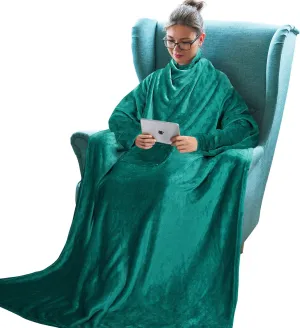 Tirrinia Wearable Blanket Adult, Sunggle Blanket With Sleeves, Reading Full Blanket, Cozy TV Blanket, Gift Idea for Women Men Mom, Green