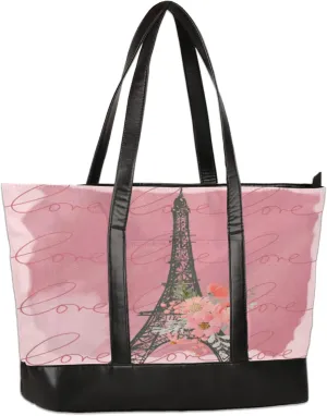 Tita Flower Love Laptop Tote Bag for Women Lightweight Work Purse with Multiple Compartments Fits 13-15.6 Inch Laptop Tablet Shoulder Bag for Office Travel Daily Use