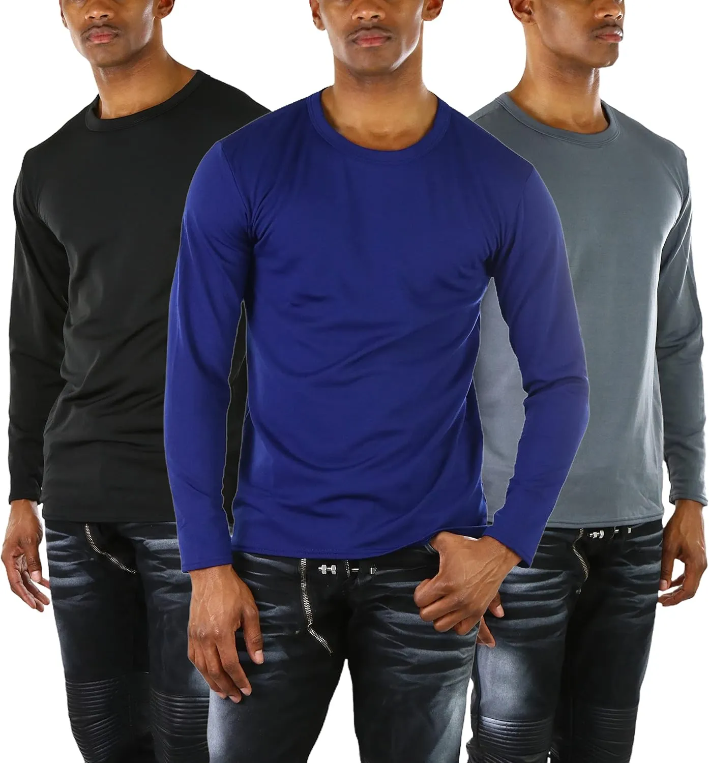 ToBeInStyle Men's Premium Fleece Lined Microfiber Thermal Long Sleeve Crewneck Shirt Top