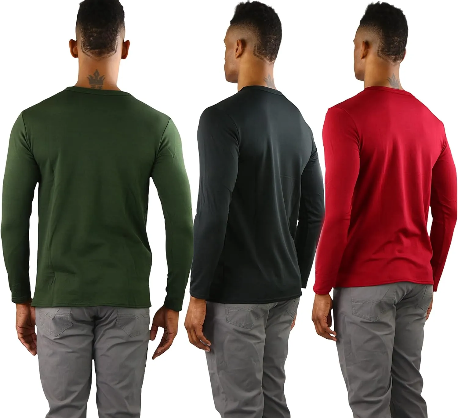 ToBeInStyle Men's Premium Fleece Lined Microfiber Thermal Long Sleeve Crewneck Shirt Top