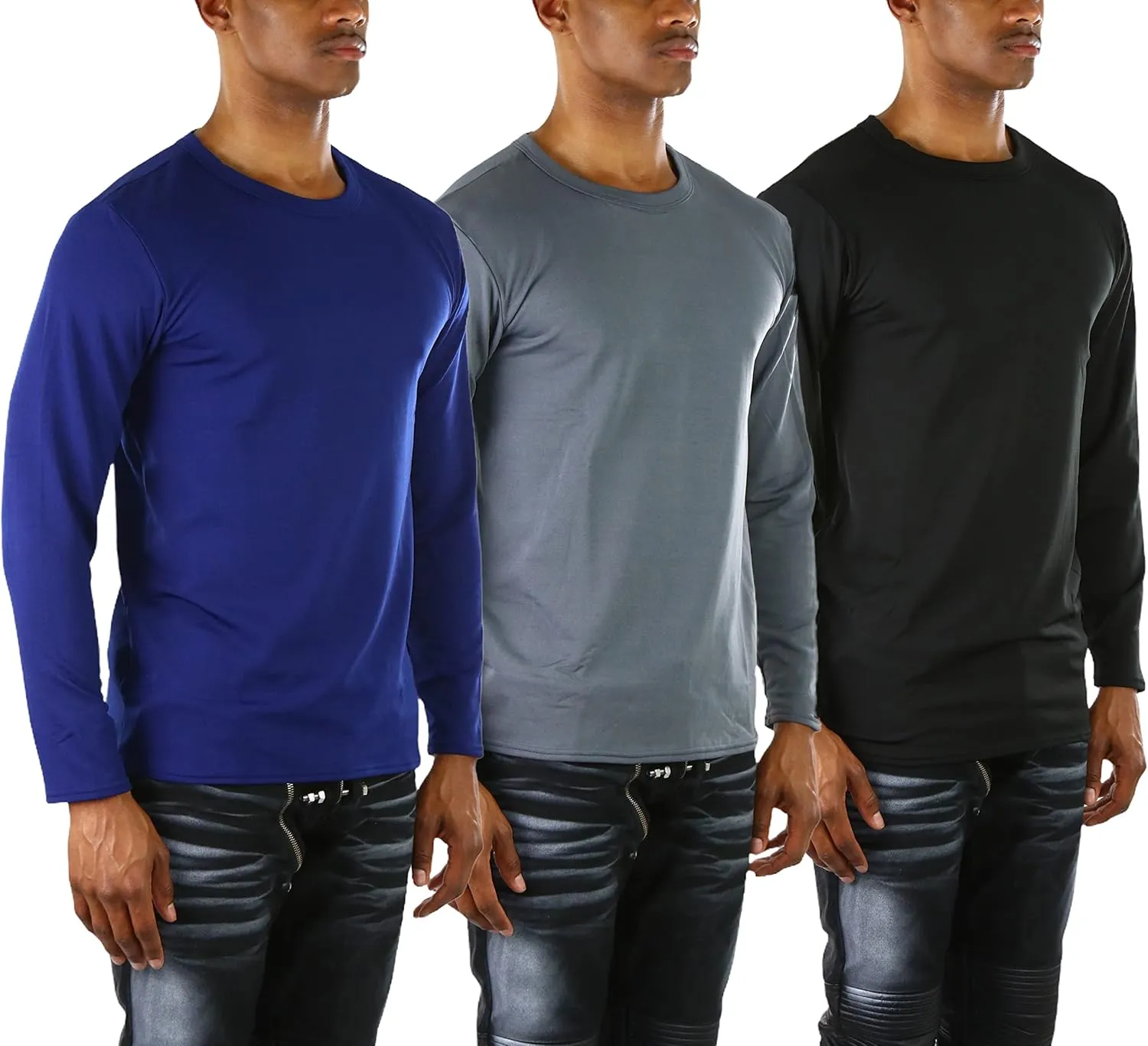 ToBeInStyle Men's Premium Fleece Lined Microfiber Thermal Long Sleeve Crewneck Shirt Top