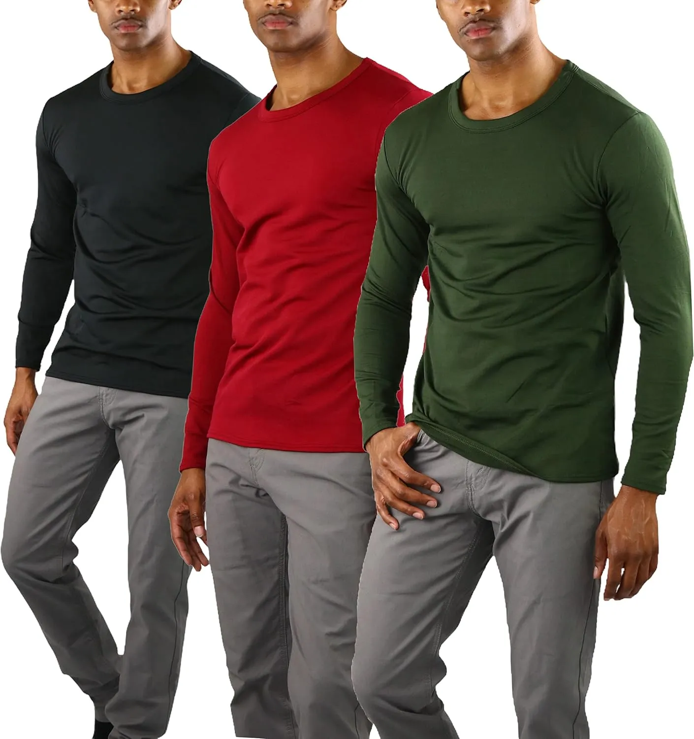 ToBeInStyle Men's Premium Fleece Lined Microfiber Thermal Long Sleeve Crewneck Shirt Top