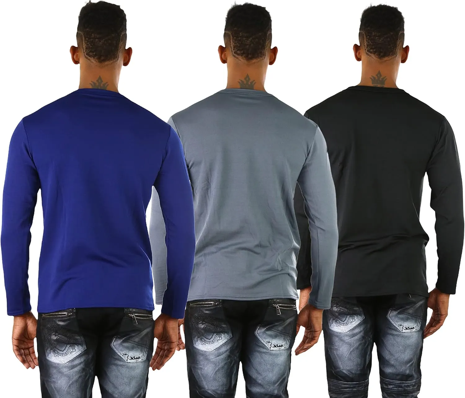 ToBeInStyle Men's Premium Fleece Lined Microfiber Thermal Long Sleeve Crewneck Shirt Top