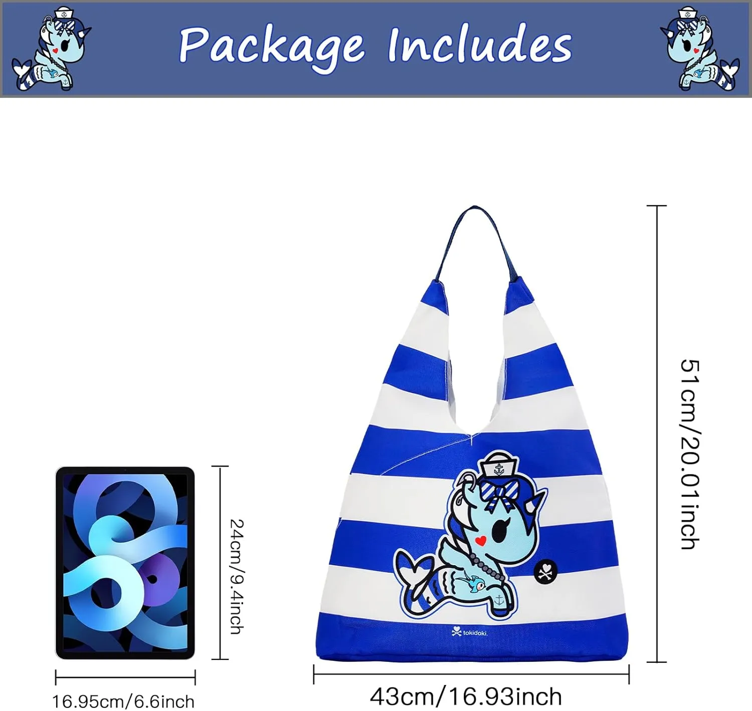Tokidoki Unicorno Tote Bag Shoulder Bag Canvas Purses for Women Cute Shopper Bag Handbag Travel Purse Charm