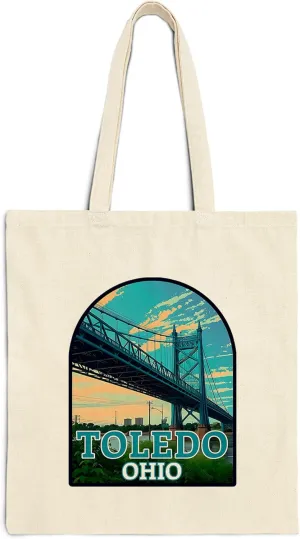 Toledo Ohio Cotton Tote Bag for Women Men Casual Tote Bag Cloth Canvas Shopping Bags with Handles Cute Bags Everyday Use 15" x 16" Aesthetic Gift ID44997