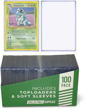Top Loaders for Cards | 3x4 Inch Card Protectors for Collective Trading| Protective Sports Card Holder | Standard Size | Penny Soft Sleeves (100 Toploaders   100 Penny Sleeves)