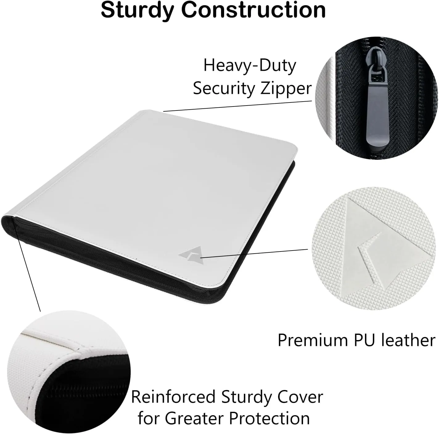Toploader Binder, Holds 432 Top Loaders, 9 Pockets Top Loader Binder with Sleeves for Cards in 3'' x 4'' Toploaders -White