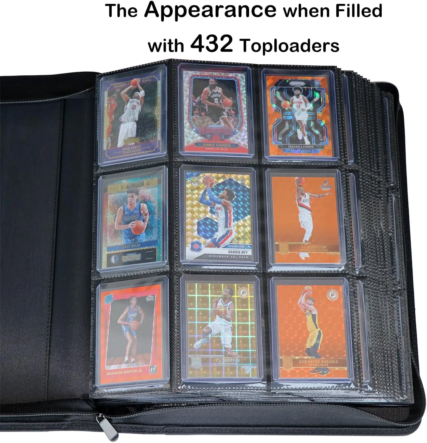 Toploader Binder, Holds 432 Top Loaders, 9 Pockets Top Loader Binder with Sleeves for Cards in 3'' x 4'' Toploaders -White