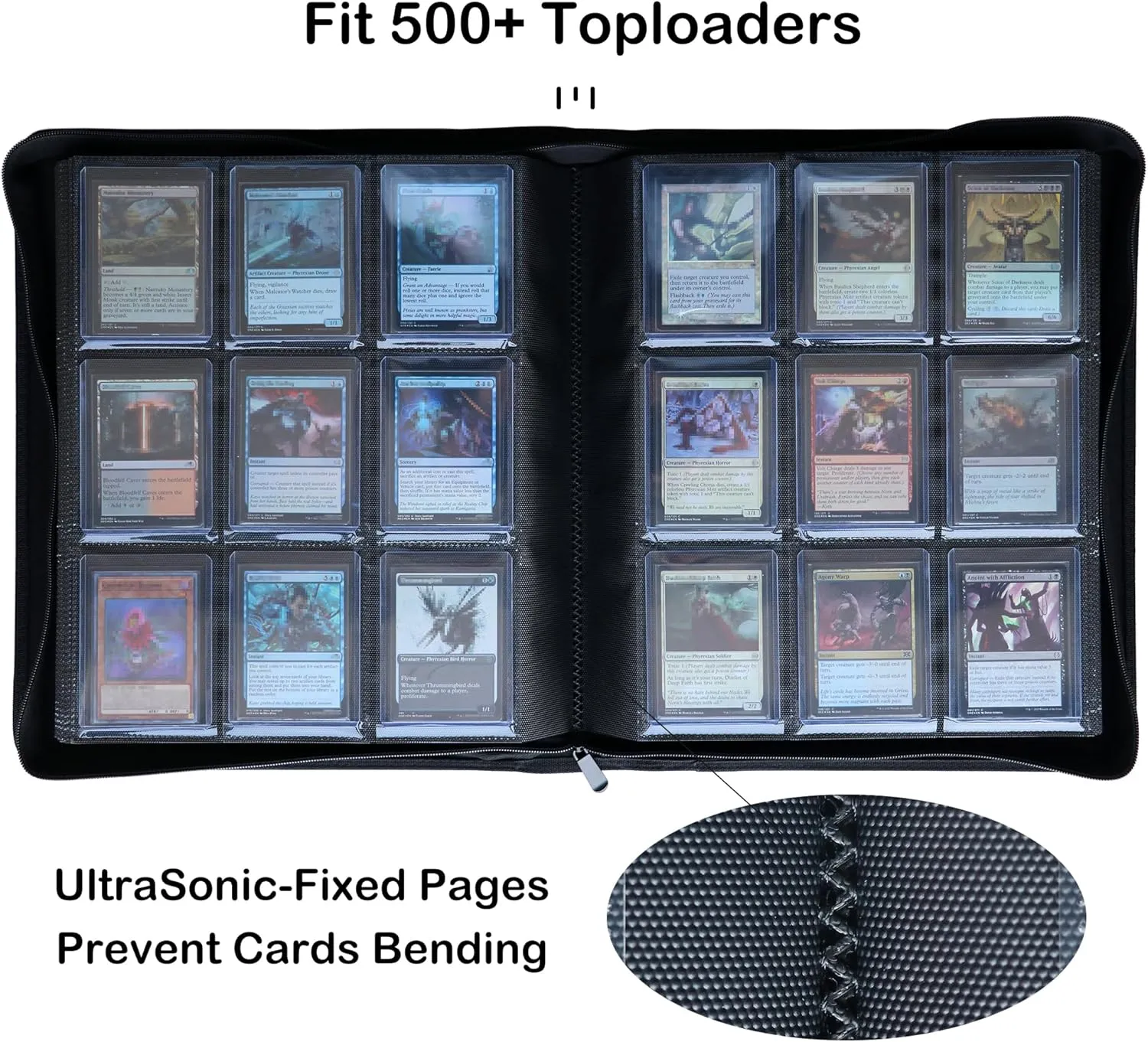 Toploader Binder, Holds 504 Toploaders, 9-Pocket Top Loader Binders with Sleeves for TCG & Sports Cards in 3'' x 4'' Toploaders
