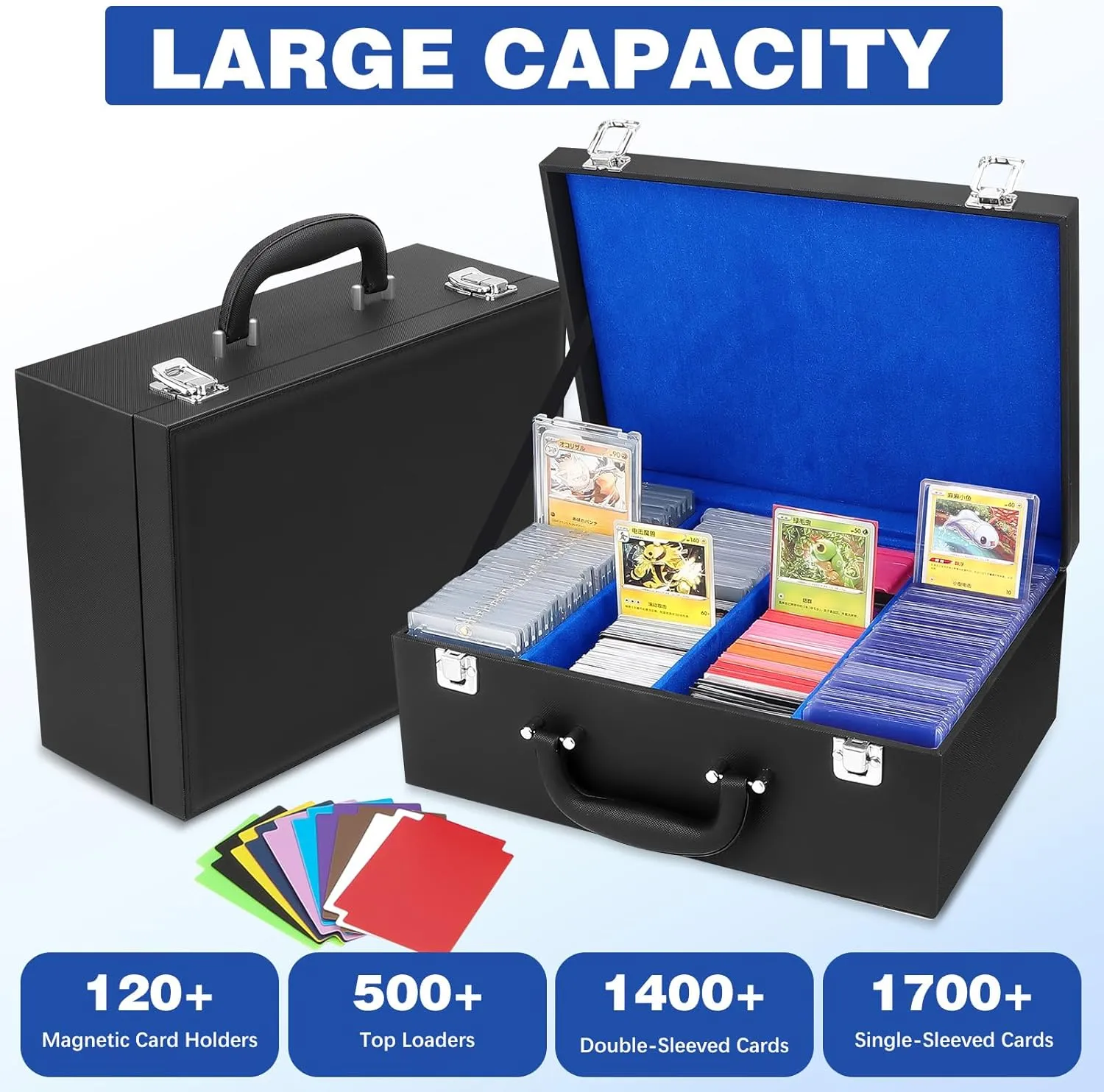Toploader Storage Box for 3"x4" - Holds 500  Loaders,120 Magnetic Holders,Durable PU Leather,Shockproof,Moisture-Proof - Perfect for Sports Card Storage,Trading Card Display,TCG Deck Organization