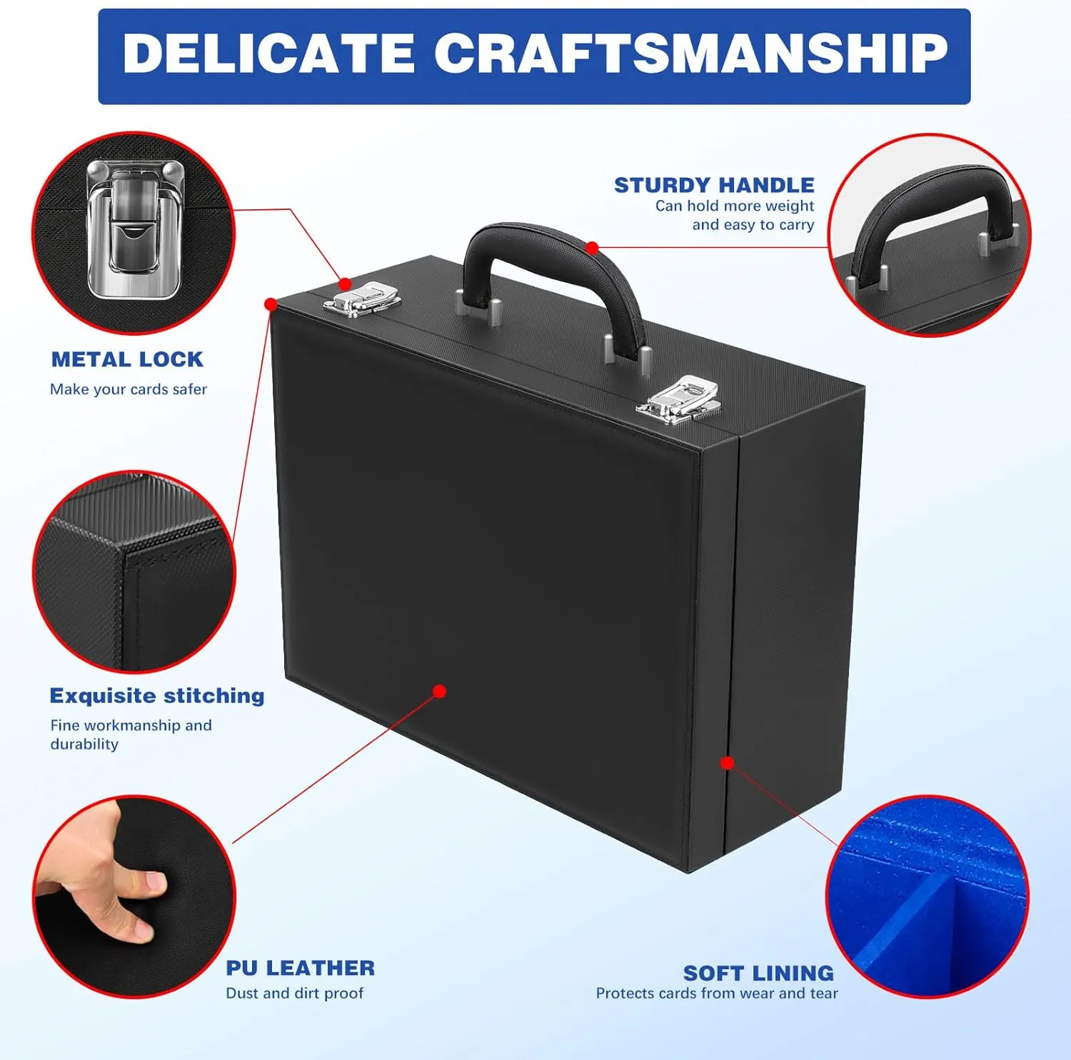 Toploader Storage Box for 3"x4" - Holds 500  Loaders,120 Magnetic Holders,Durable PU Leather,Shockproof,Moisture-Proof - Perfect for Sports Card Storage,Trading Card Display,TCG Deck Organization