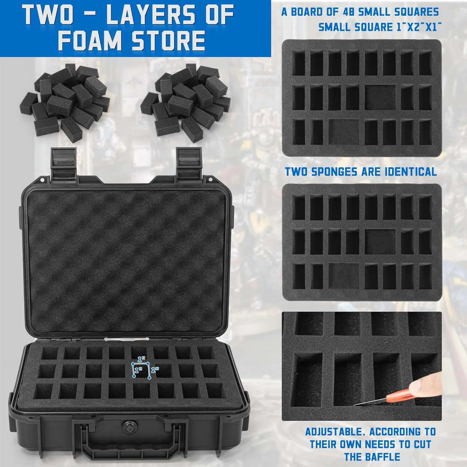 TORIBIO Miniature Storage Figure Case, Miniature Sturdy Hard Case 48 Slot Figurine Miniature Carrying Case, Compatible with 40k and More Miniature