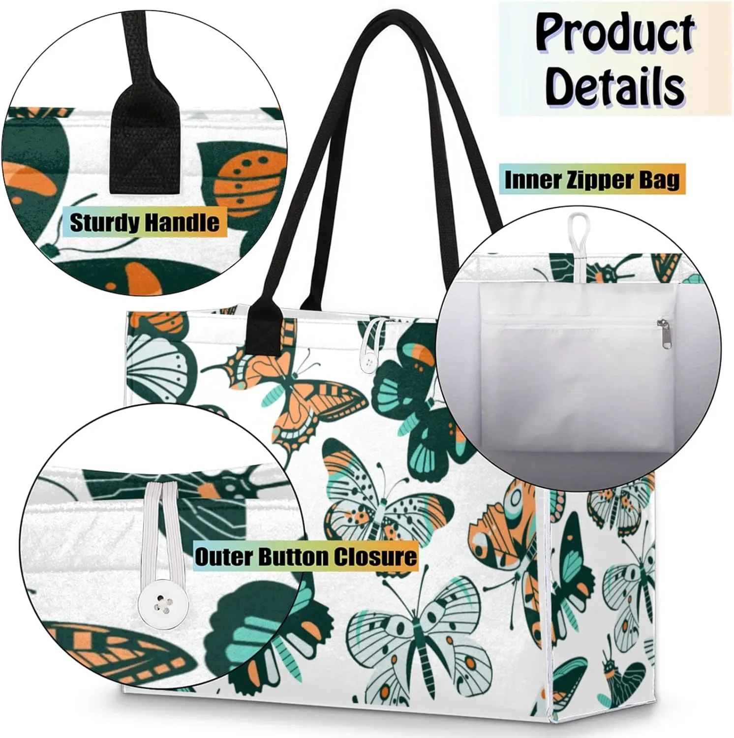 Tote Bag for Women Reusable Canvas Shoulder Bag