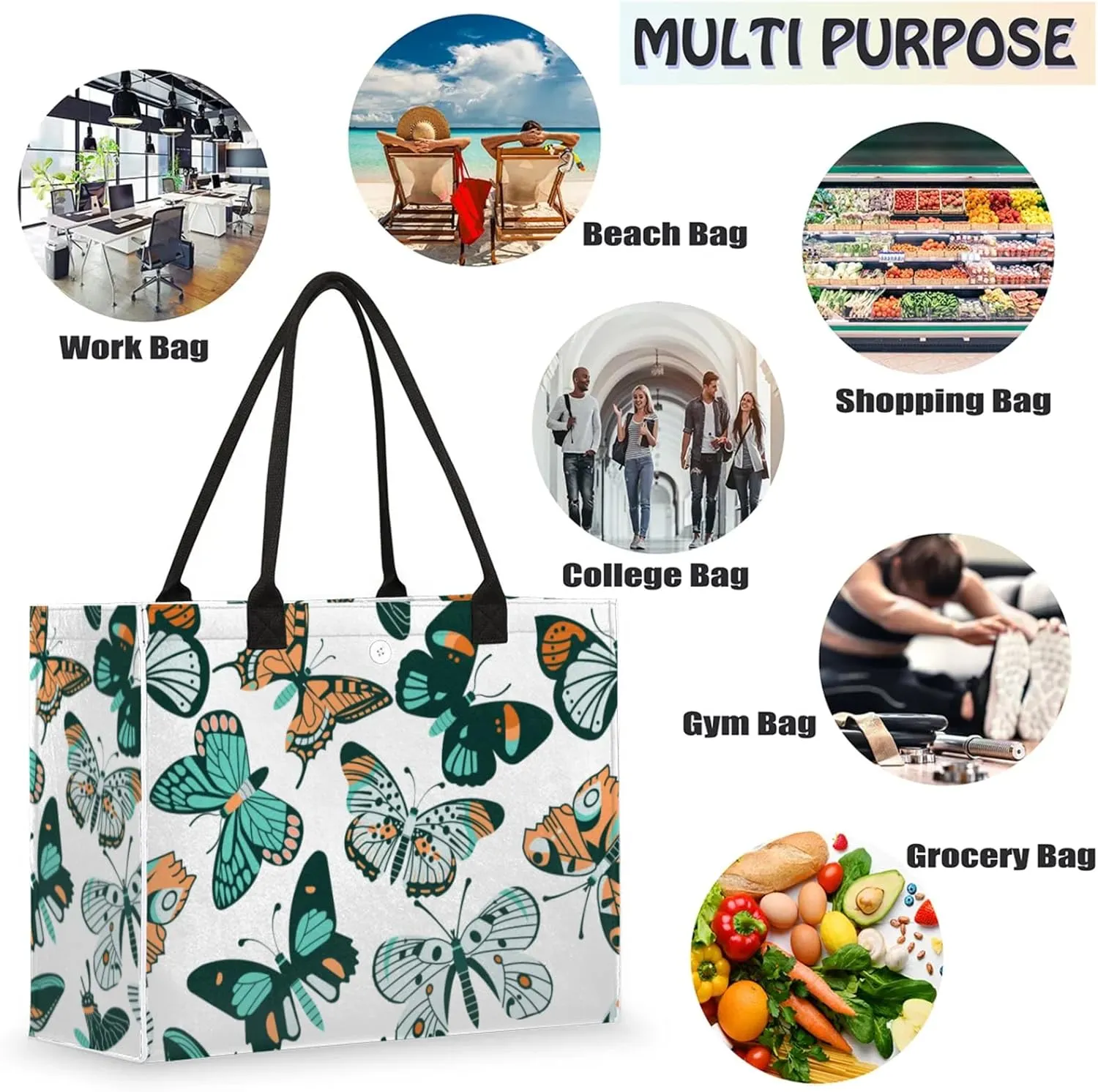 Tote Bag for Women Reusable Canvas Shoulder Bag