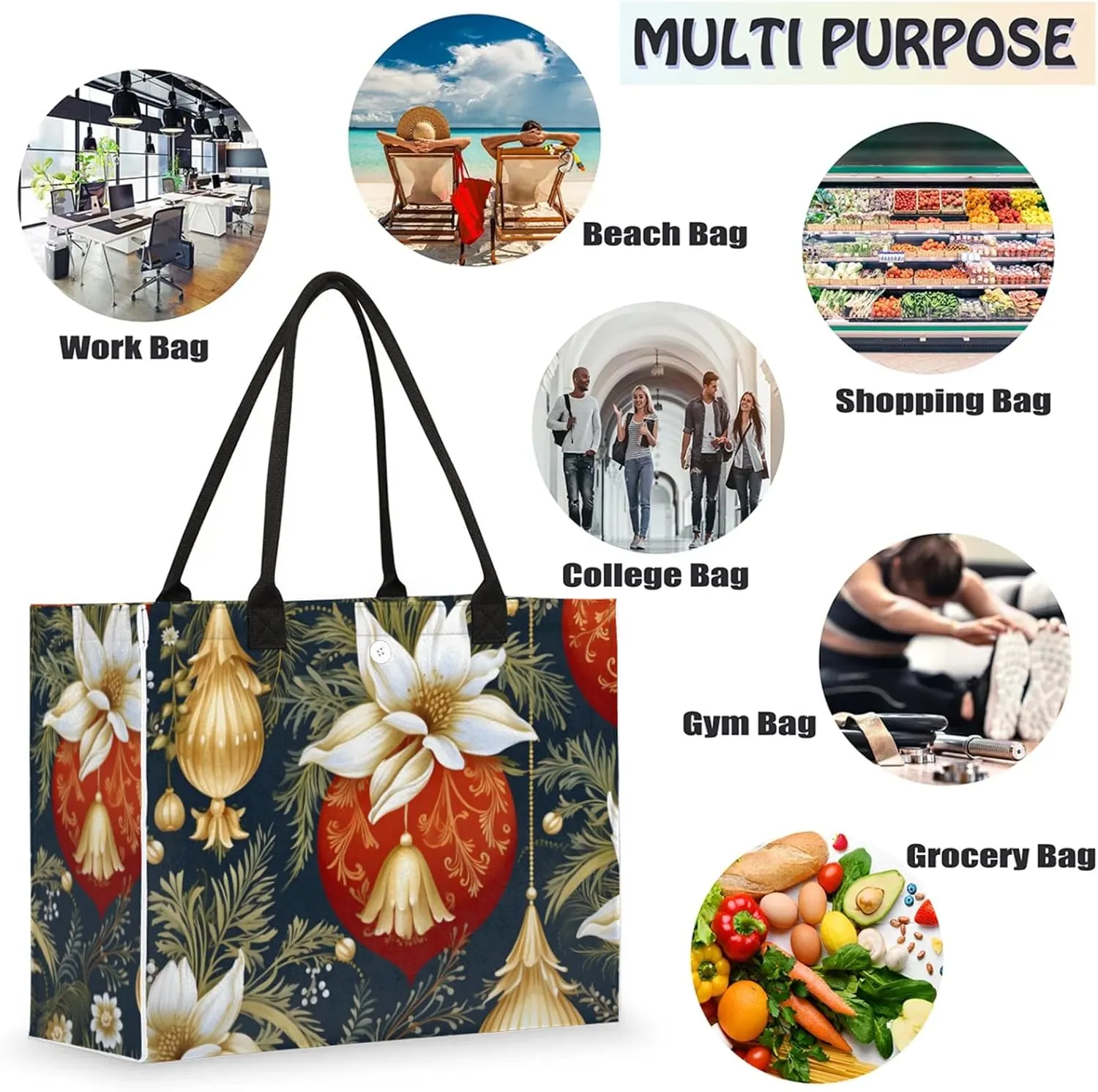 Tote Bag for Women Reusable Canvas Shoulder Bag