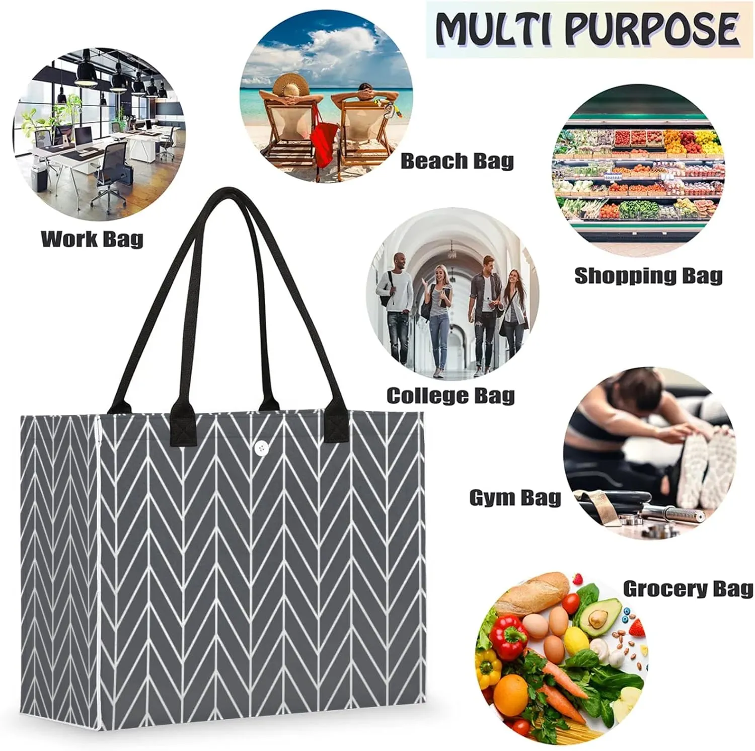 Tote Bag for Women Reusable Canvas Shoulder Bag