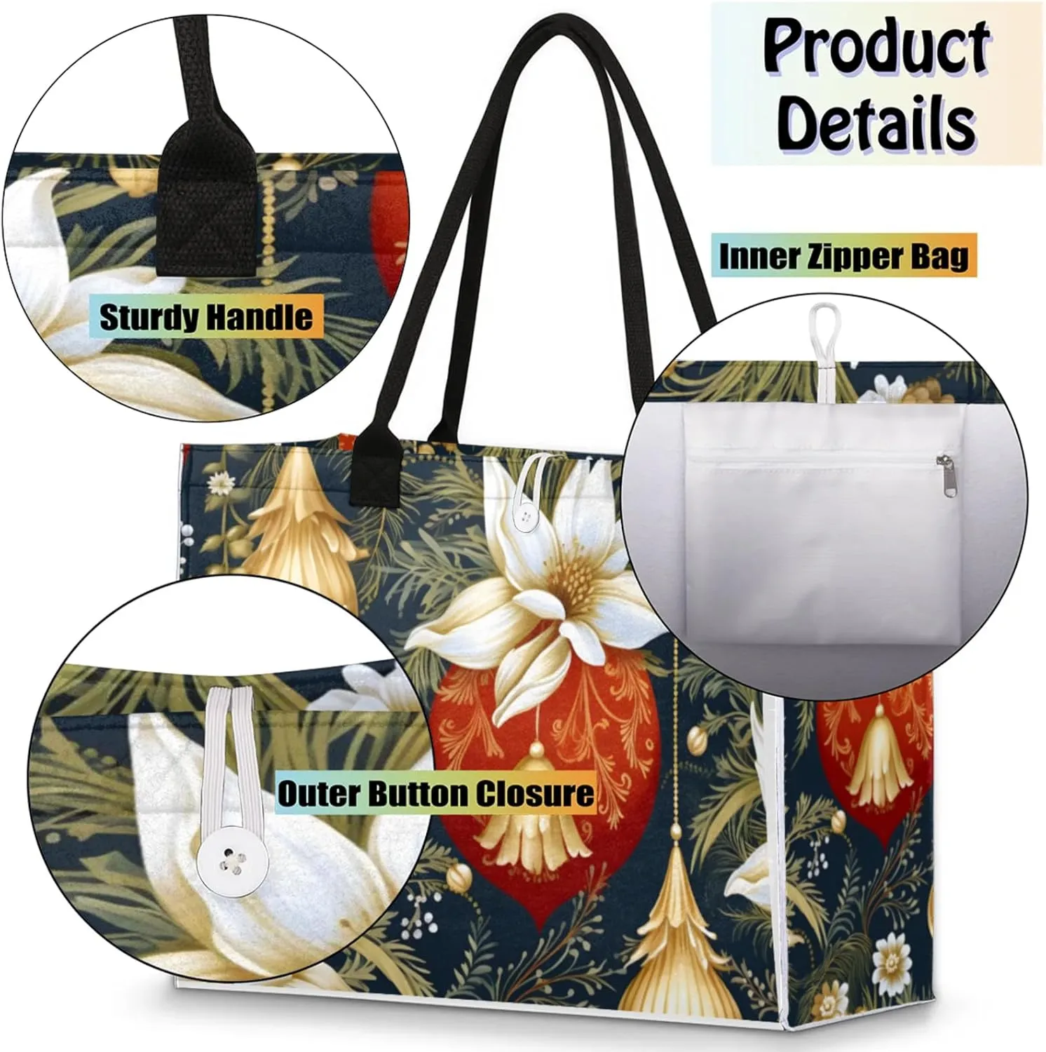 Tote Bag for Women Reusable Canvas Shoulder Bag