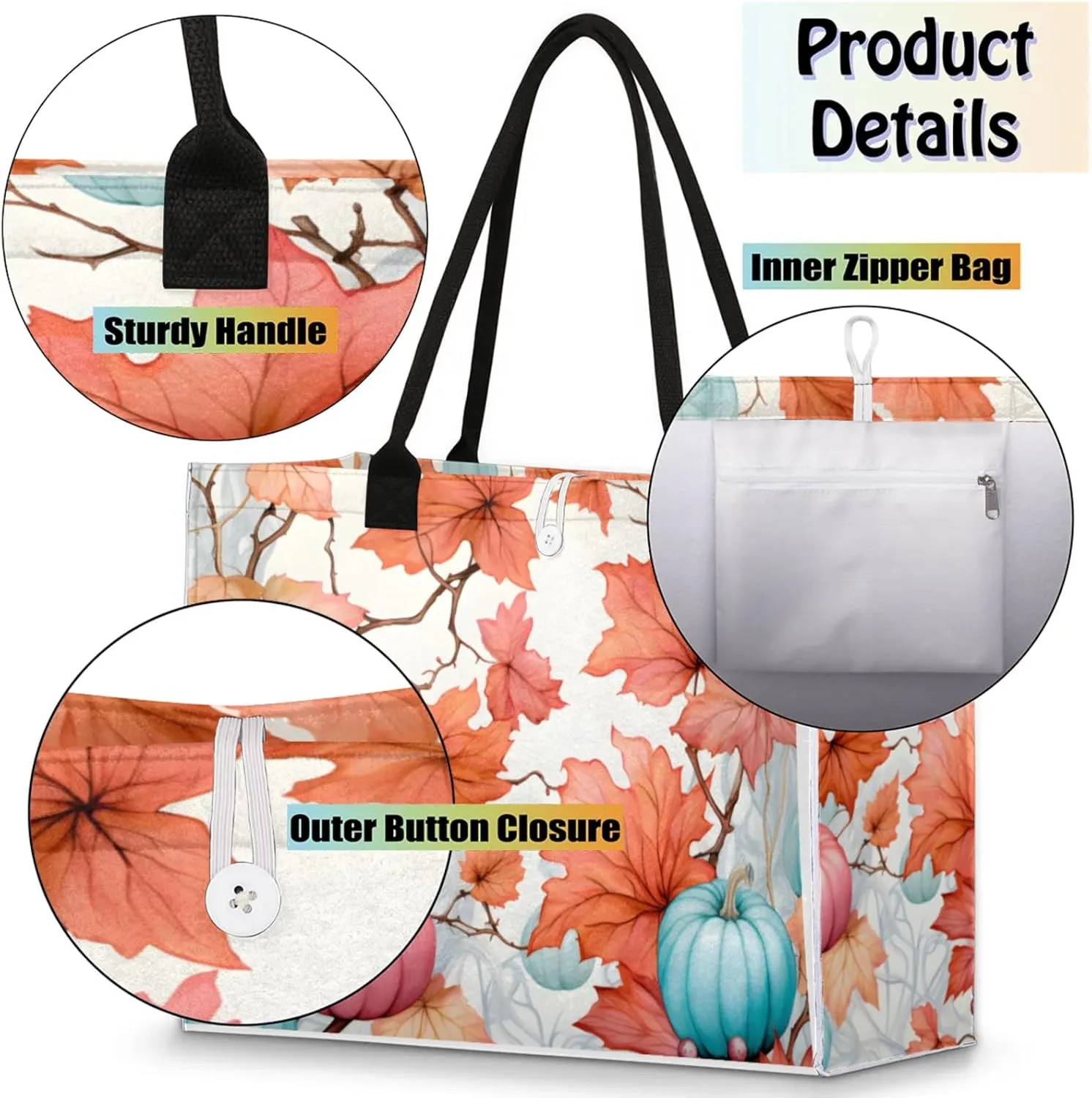 Tote Bag for Women Reusable Canvas Shoulder Bag