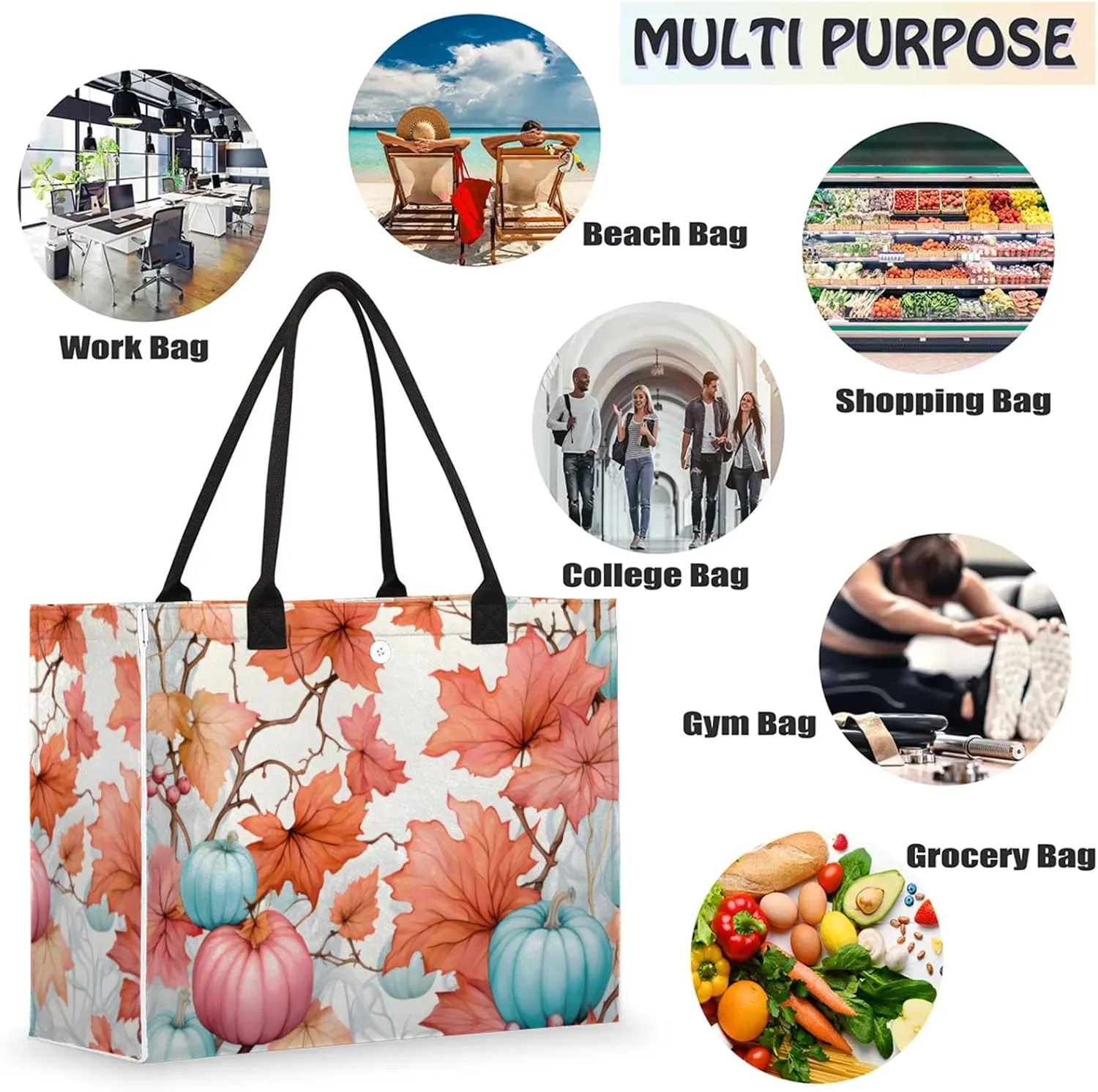 Tote Bag for Women Reusable Canvas Shoulder Bag