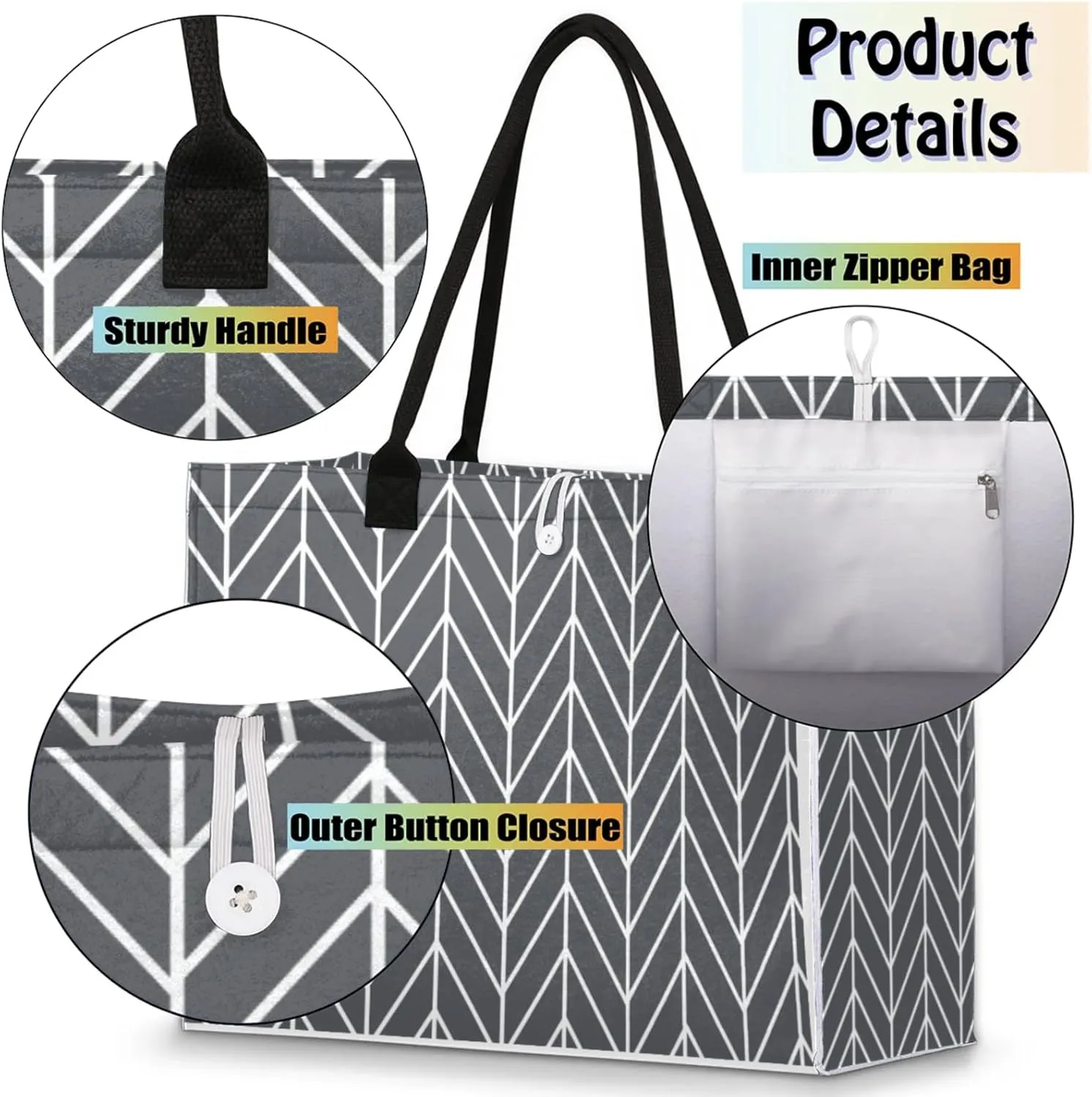 Tote Bag for Women Reusable Canvas Shoulder Bag