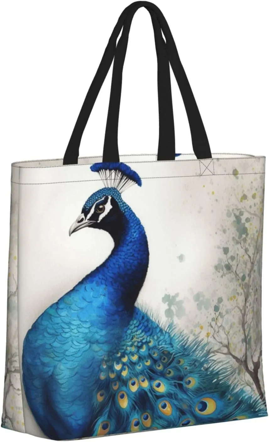 Tote Bag for Women Reusable Grocery Bags Boho Elephant Tote Bag with Inner Pocket Travel Tote for Shopping