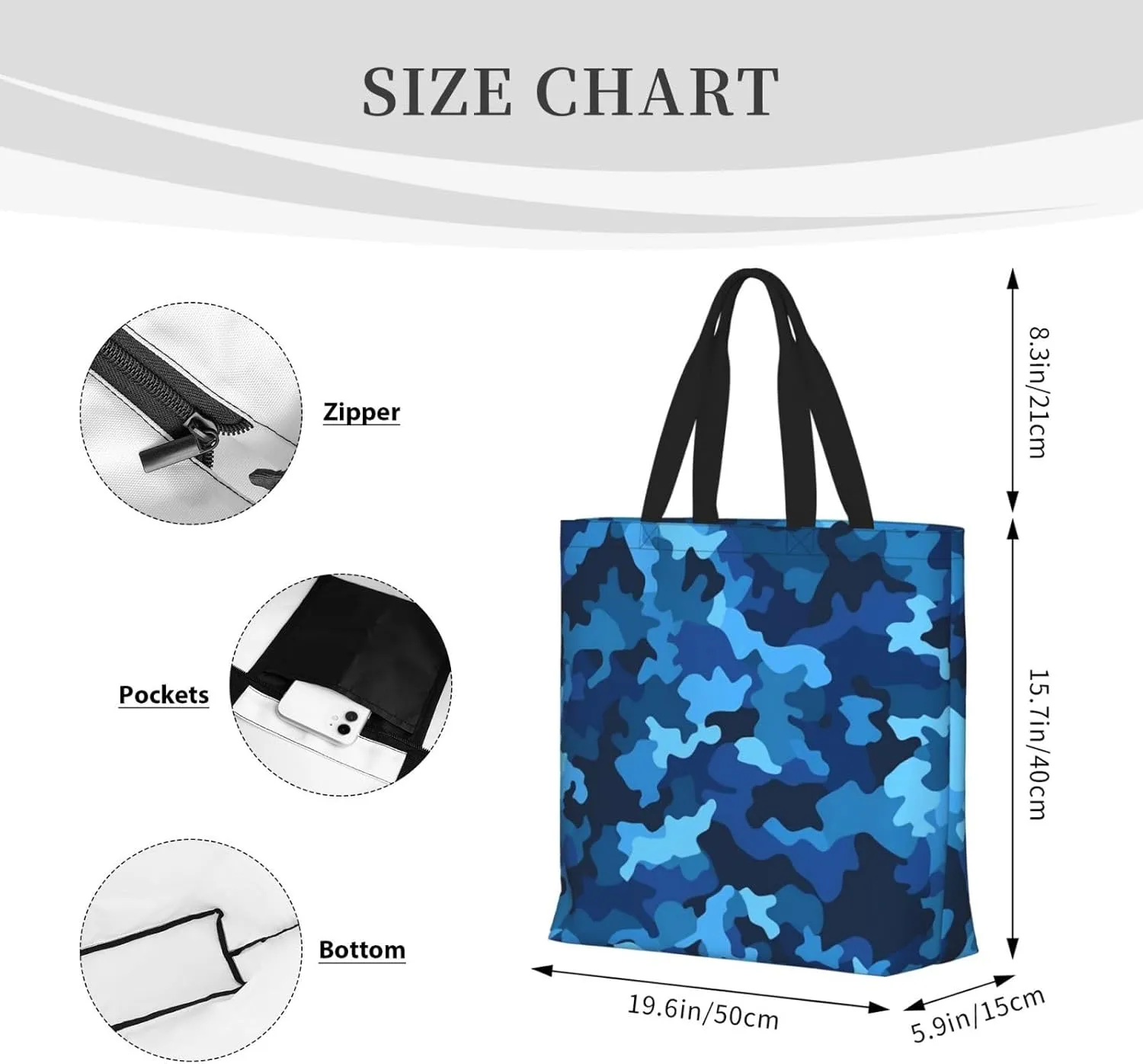 Tote Bag for Women Reusable Grocery Bags Boho Elephant Tote Bag with Inner Pocket Travel Tote for Shopping