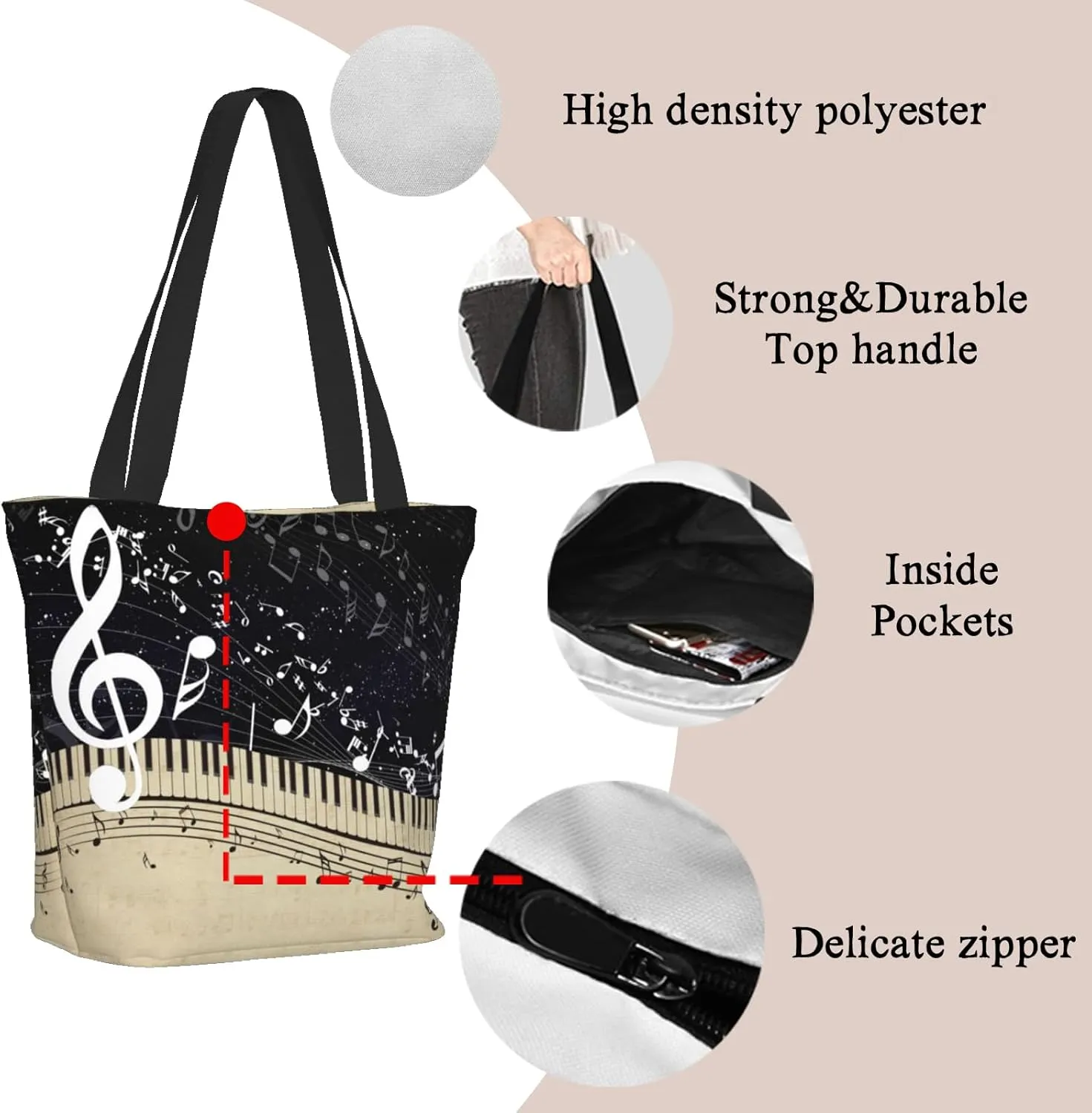 Tote Bag for Women Reusable Shopping Tote Bag Zippered Inspirational Scripture Shoulder Bags