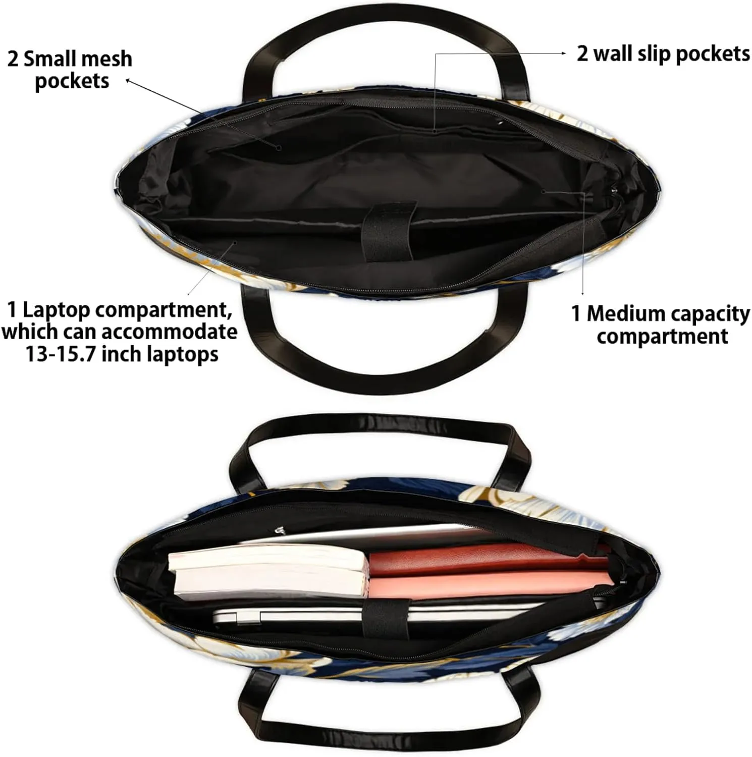 Tote Bag for Women with Zipper, Laptop Tote Bags Laptop Sleeve Case Shoulder Bag Messenger Bags