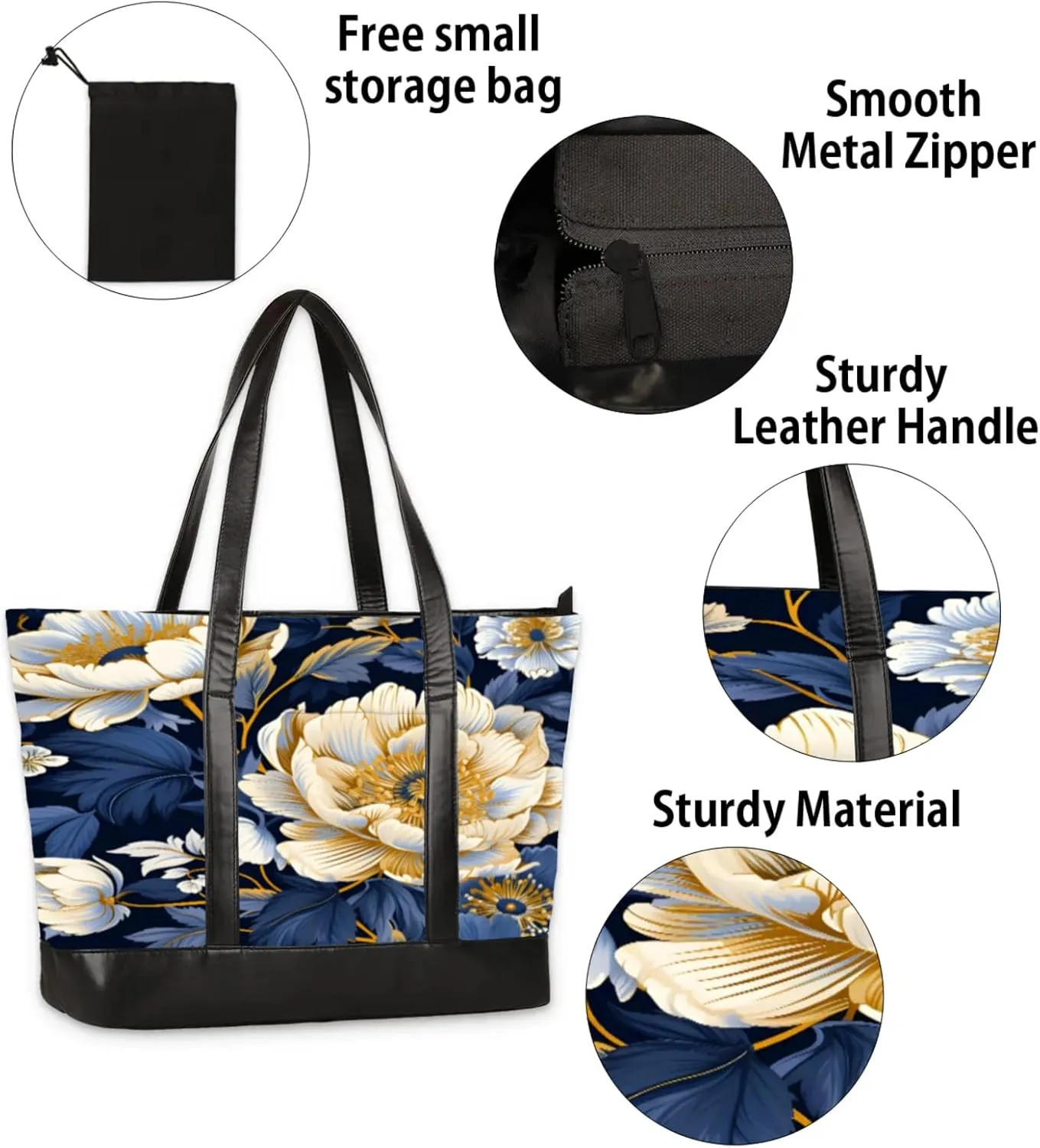 Tote Bag for Women with Zipper, Laptop Tote Bags Laptop Sleeve Case Shoulder Bag Messenger Bags