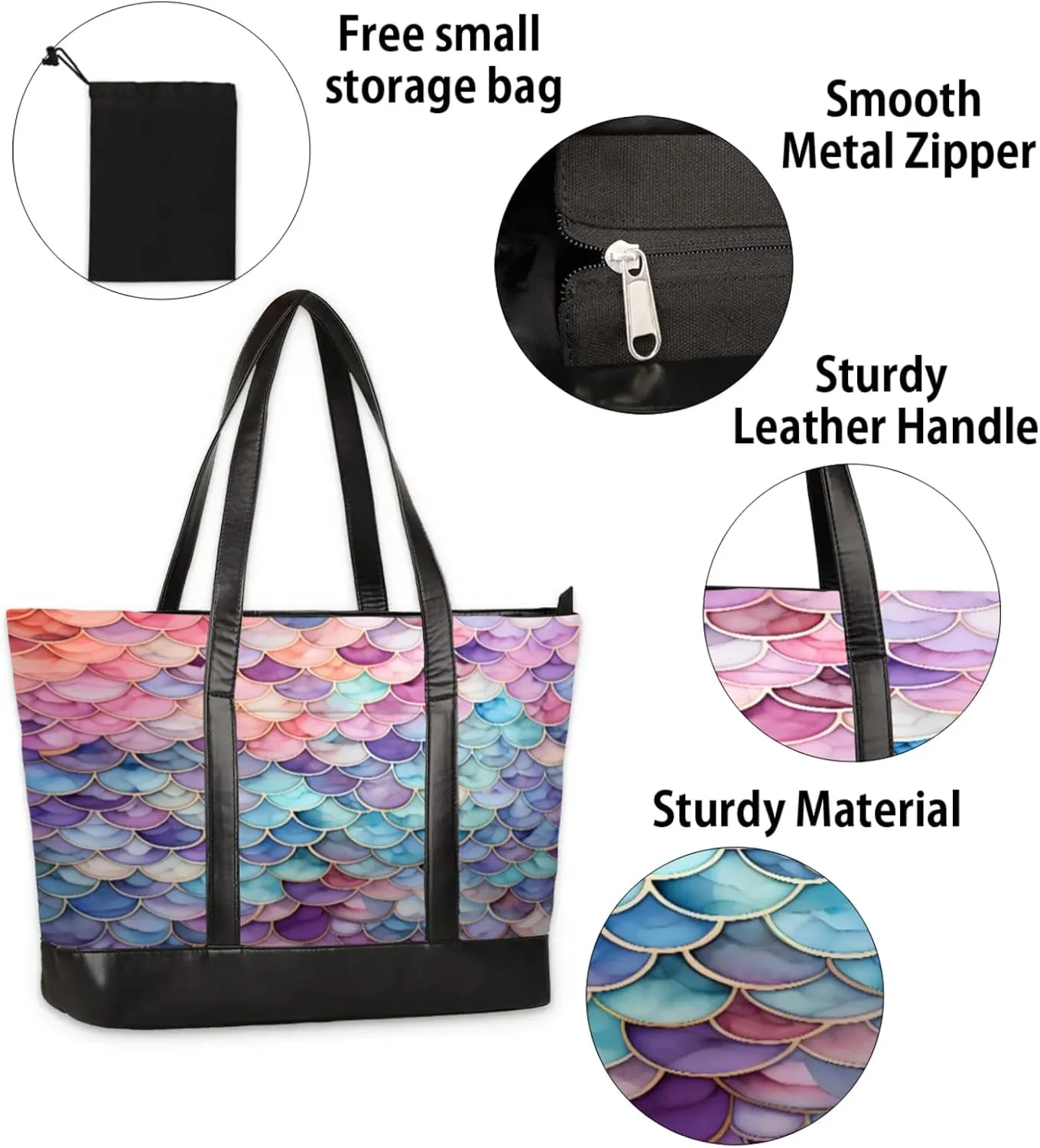 Tote Bag for Women with Zipper, Laptop Tote Bags Laptop Sleeve Case Shoulder Bag Messenger Bags