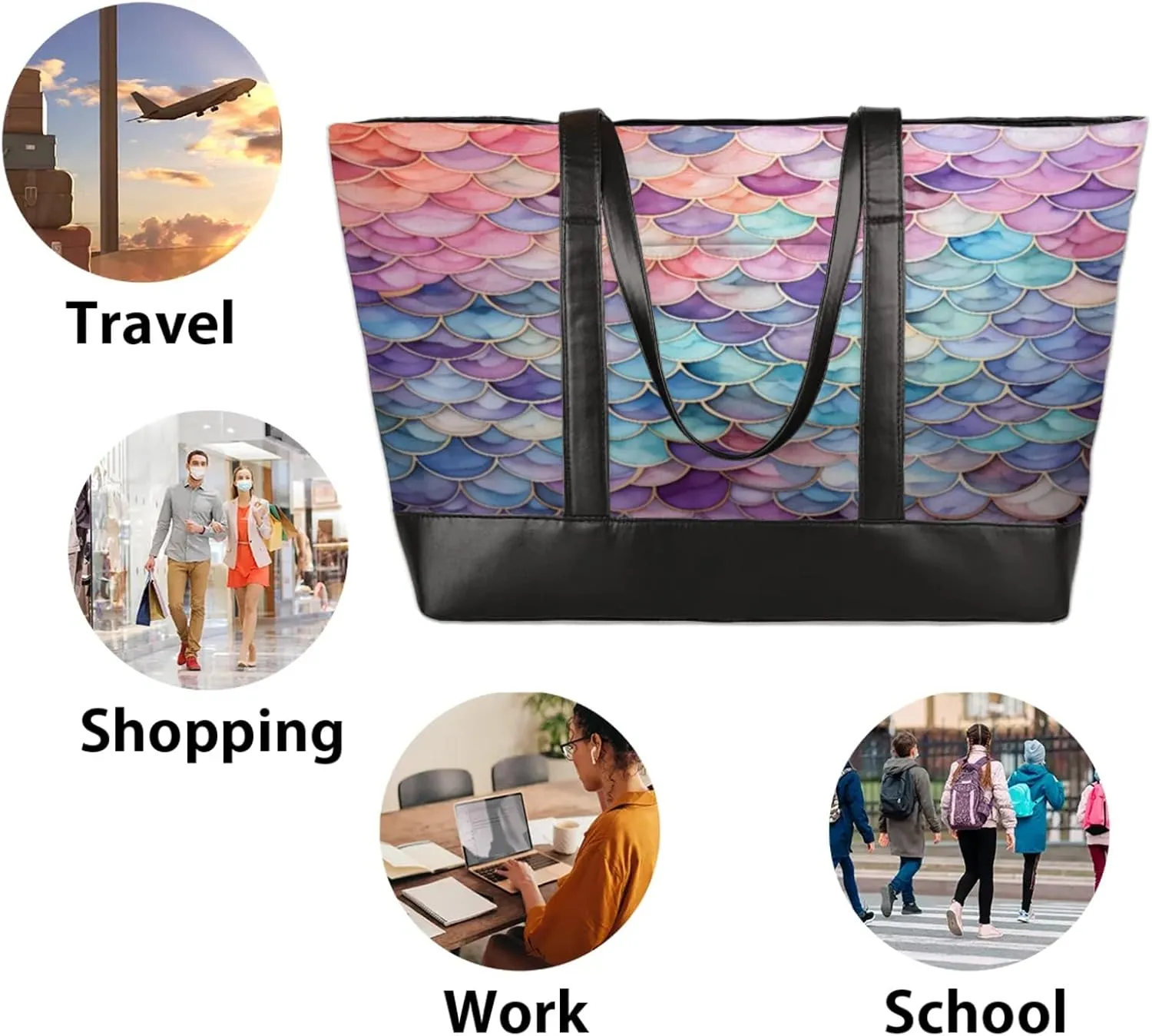 Tote Bag for Women with Zipper, Laptop Tote Bags Laptop Sleeve Case Shoulder Bag Messenger Bags