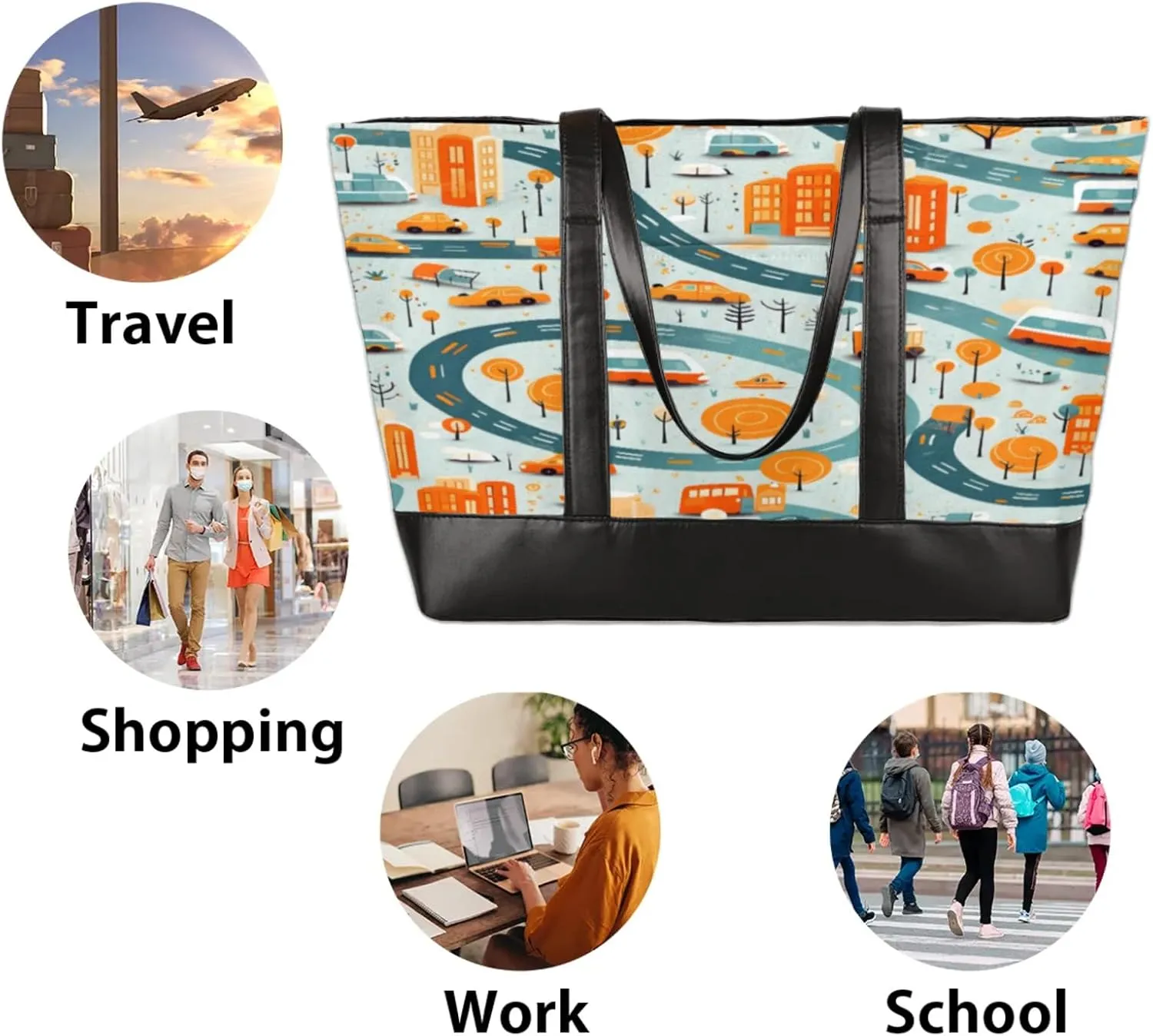 Tote Bag for Women with Zipper, Laptop Tote Bags Laptop Sleeve Case Shoulder Bag Messenger Bags