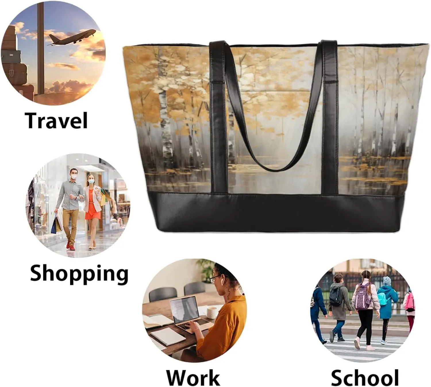 Tote Bag for Women with Zipper, Laptop Tote Bags Laptop Sleeve Case Shoulder Bag Messenger Bags