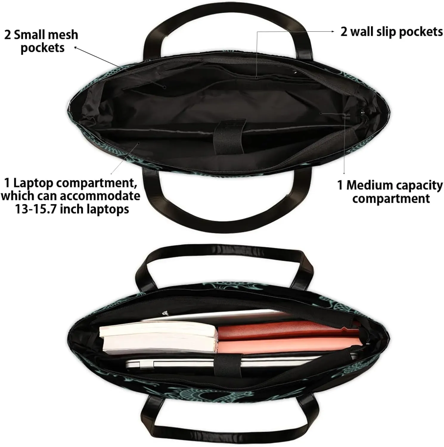 Tote Bag for Women with Zipper, Laptop Tote Bags Laptop Sleeve Case Shoulder Bag Messenger Bags