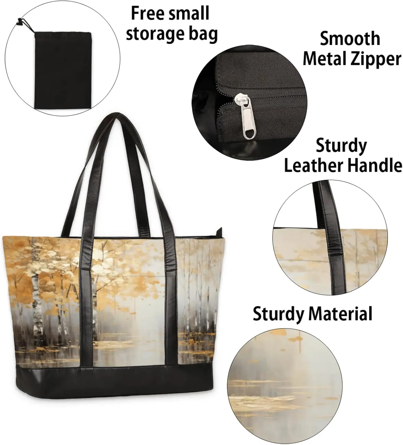Tote Bag for Women with Zipper, Laptop Tote Bags Laptop Sleeve Case Shoulder Bag Messenger Bags